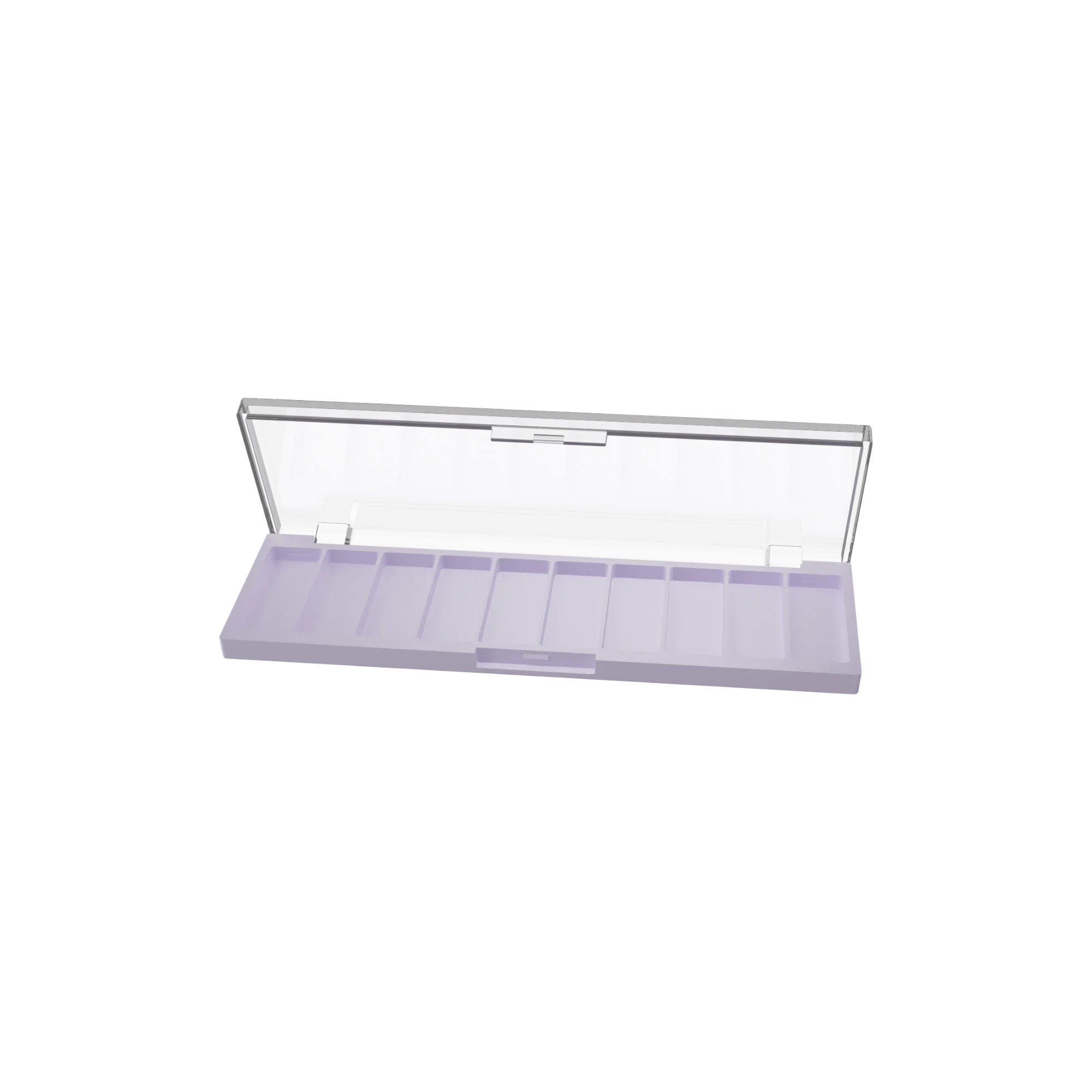 Anhui Jusu High Tech Industrial Co., Ltd 10g 10-Pan Rectangular ABS Eyeshadow Palette with Rectangular Wells & Clear Lid