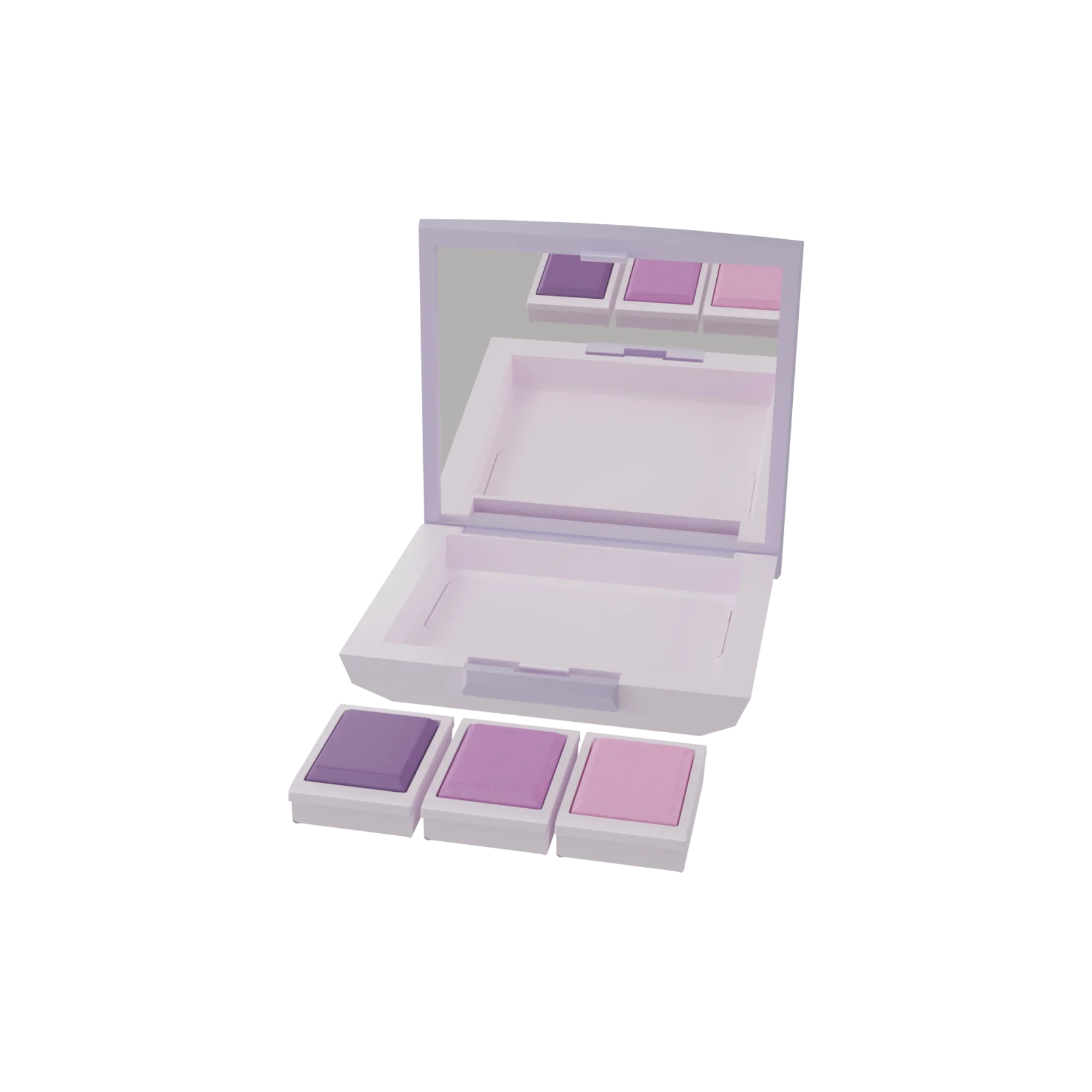 3g 3-Pan Rectangular ABS Eyeshadow Palette with Removable Square Wells, Mirror & Push Button Closure