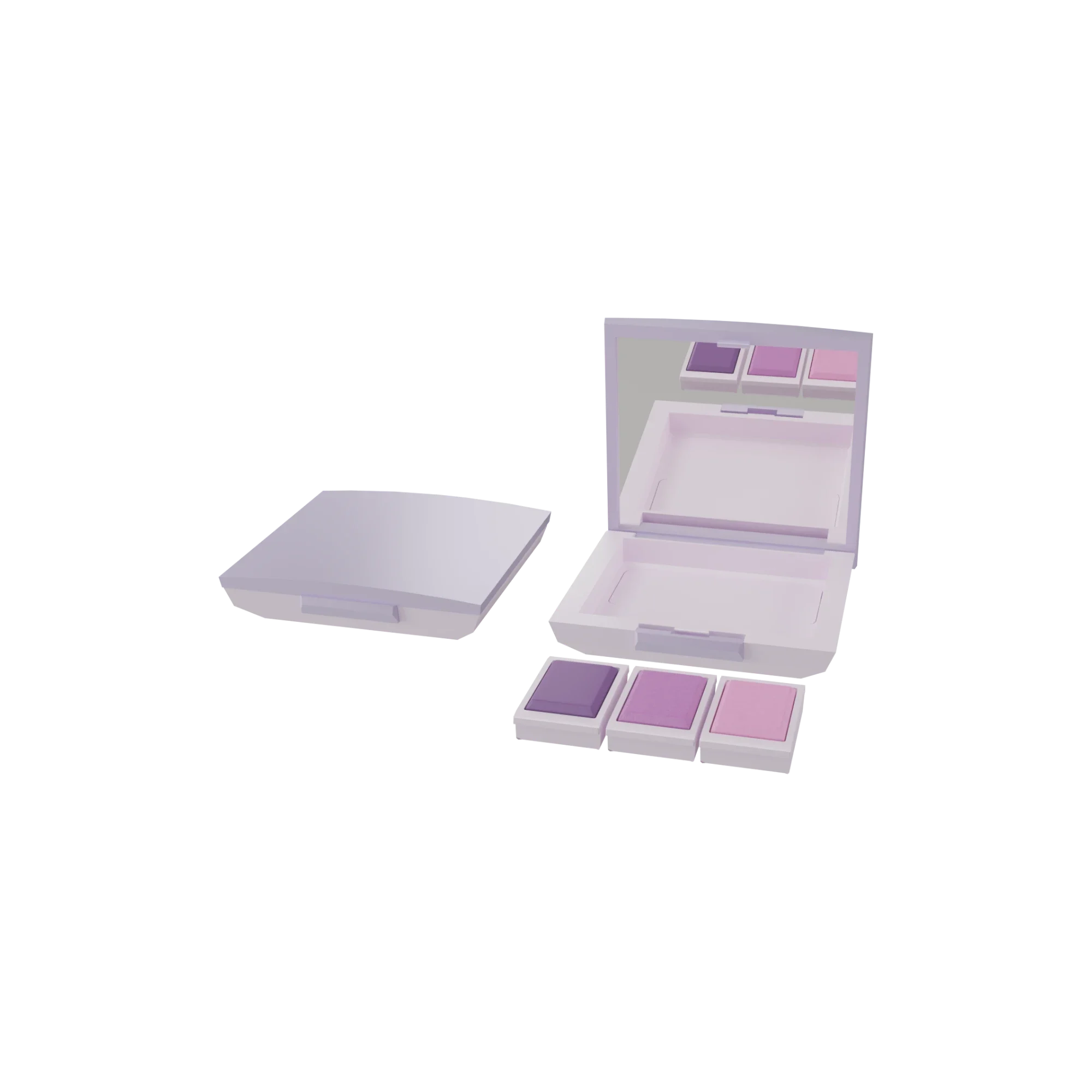 3g 3-Pan Rectangular ABS Eyeshadow Palette with Removable Square Wells, Mirror & Push Button Closure