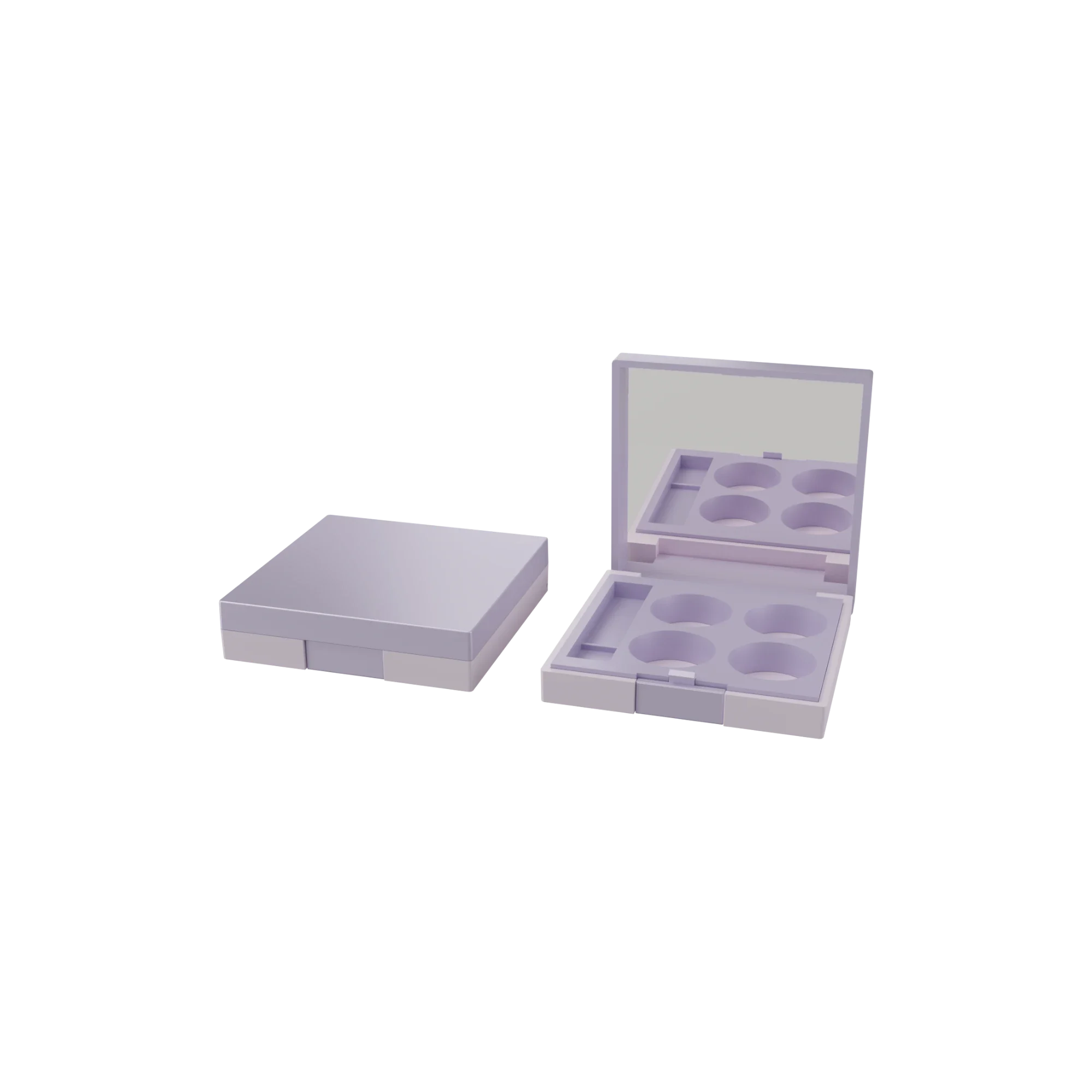 Anhui Jusu High Tech Industrial Co., Ltd 4g 4-Pan Square ABS Eyeshadow Palette with Round Wells, Mirror, Applicator Well & Push Button Closure