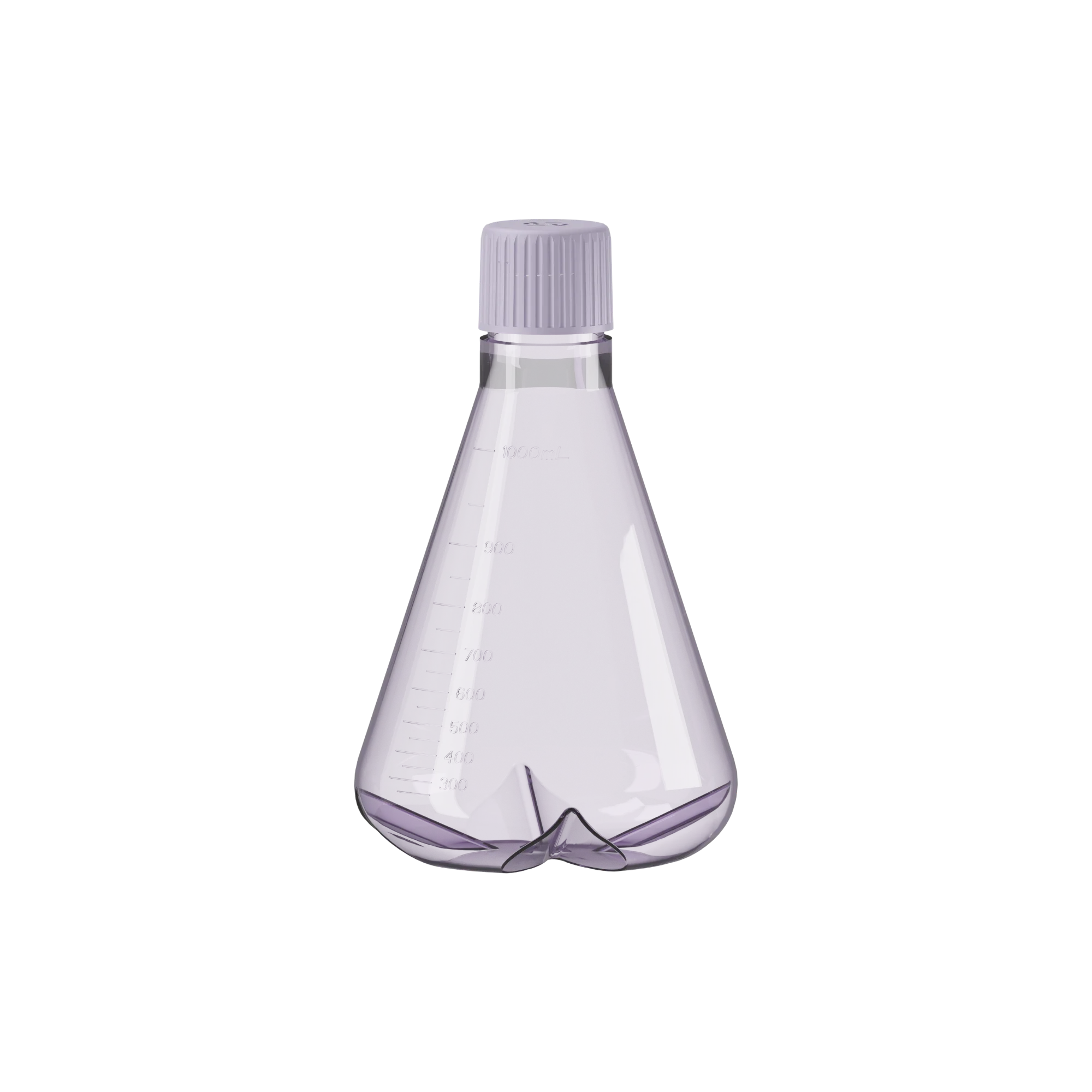 Anhui Jusu High Tech Industrial Co., Ltd 36oz / 1060ml PET Plastic Erlenmeyer Flask Bottle with Baffled Bottom, Graduated Markings & Ribbed Screw Cap