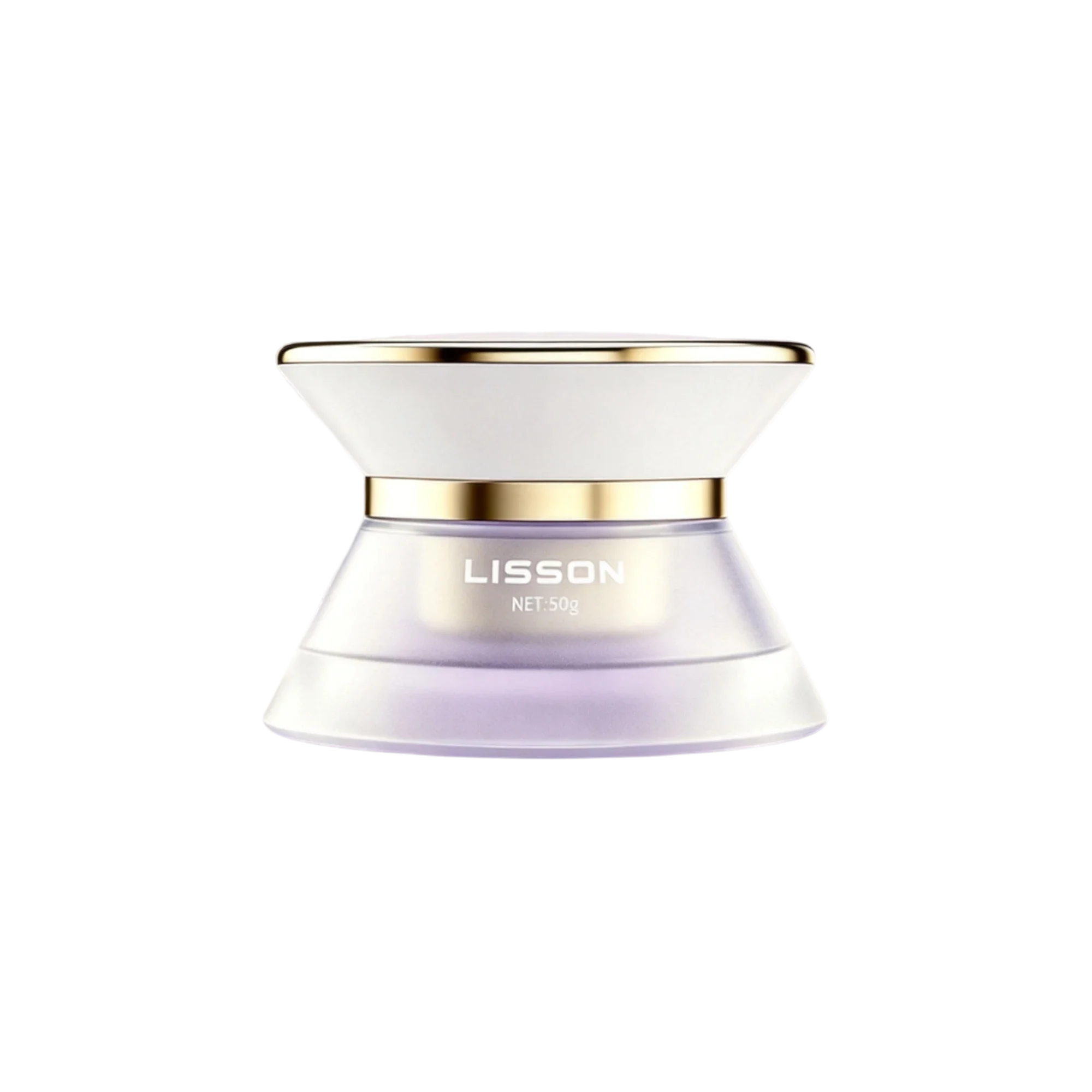 LISSON Packaging 1.7oz / 50ml Hourglass Glass Cosmetic Jar with Gold-Trim Cap