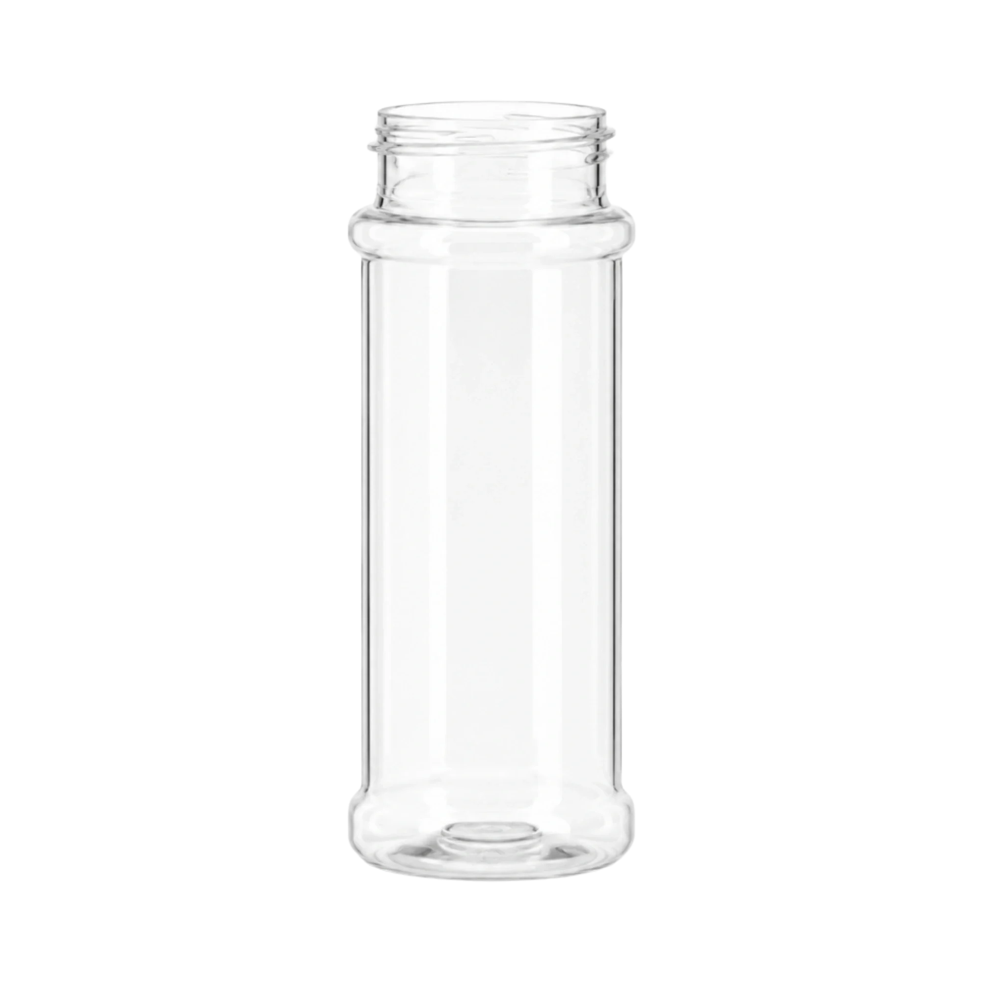 3.75oz Round 43-485 PET Spice Bottle with Recessed Label Panel