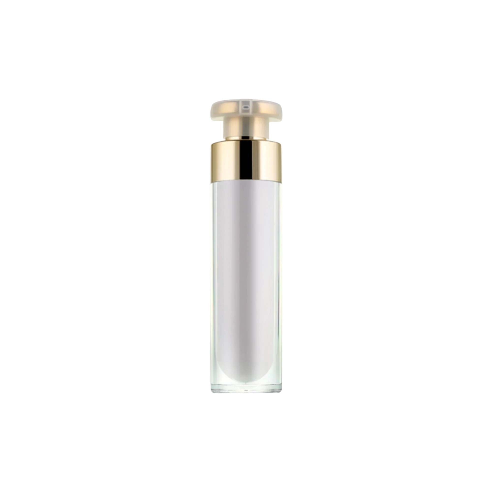 Queens Packaging Co., ltd. 4.1oz / 120ml Acrylic Cylinder Double-Wall Airless Pump Bottle with Metallized Shoulder & Pump Actuator, 0.22cc Dosage