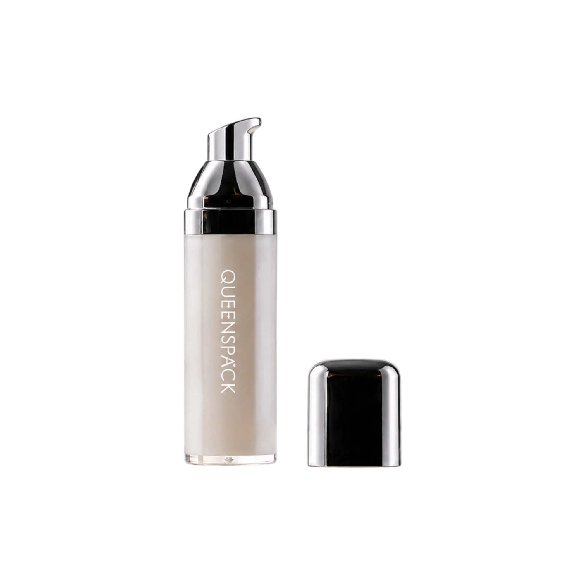 Queens Packaging Co., ltd. 1oz / 30ml Acrylic Square Airless Pump Bottle with ABS Overcap, 0.23cc Dosage