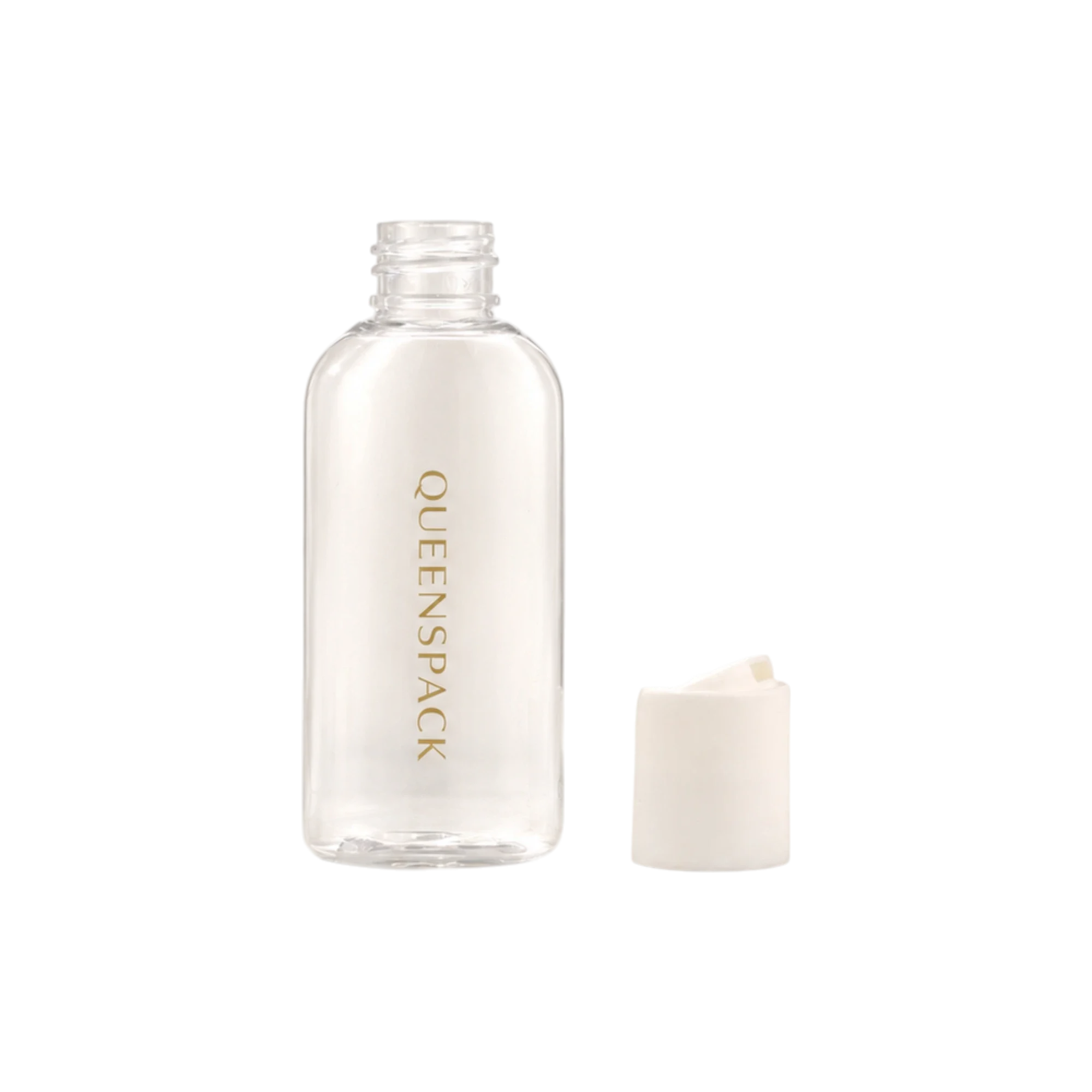 Queens Packaging Co., ltd. 2oz / 60ml Clear PET Round Cosmetic Bottle with PP Disc Top Cap