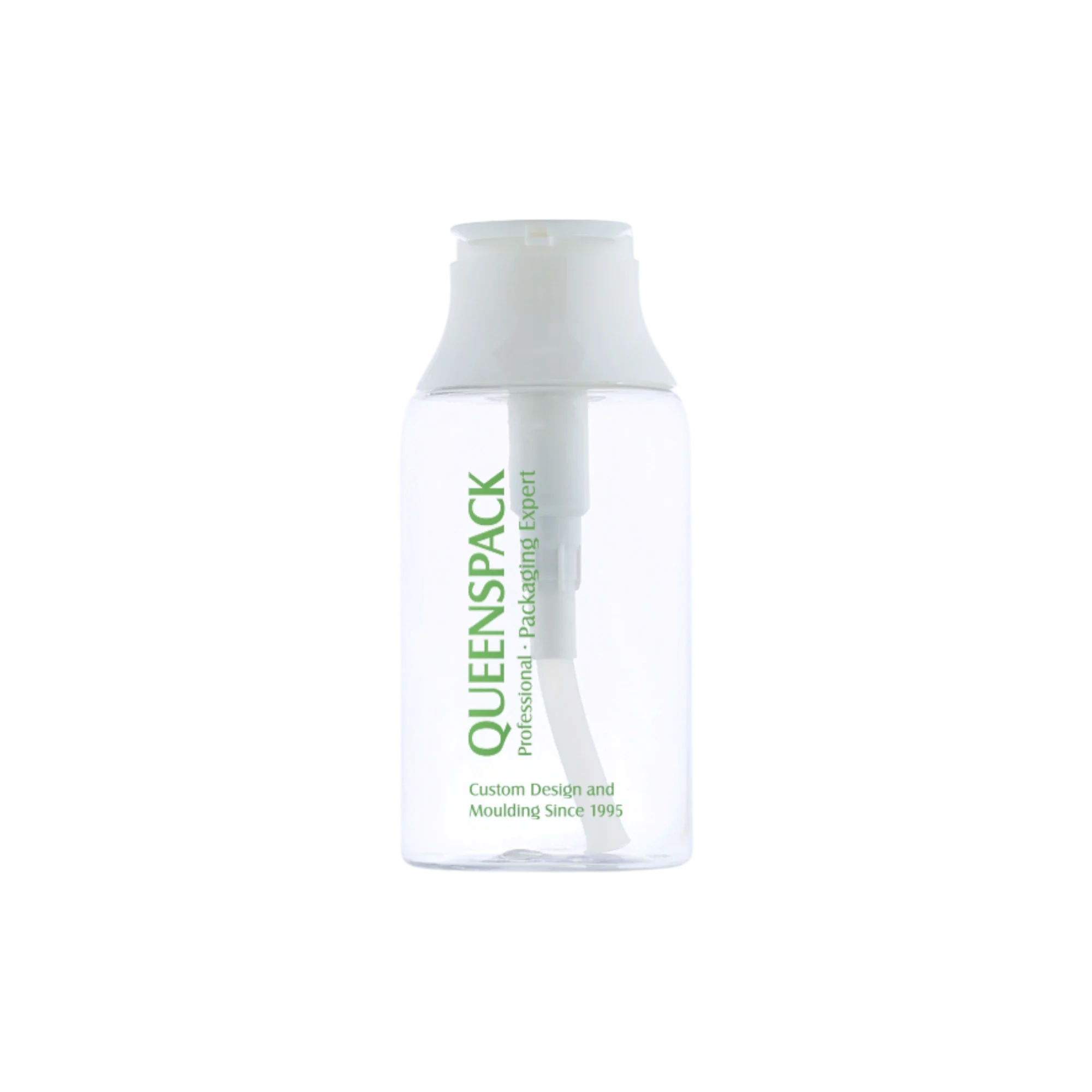 Queens Packaging Co., ltd. 16.9oz / 500ml Clear PET Bevel Cleanser Pump Bottle with Twist Lock PP Pump