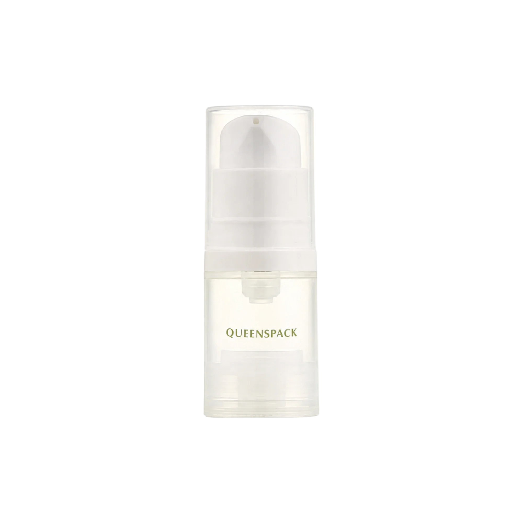 Queens Packaging Co., ltd. 0.17oz / 5ml Clear PP Cylinder Airless Pump Bottle with Clear Overcap, 0.12cc Dosage
