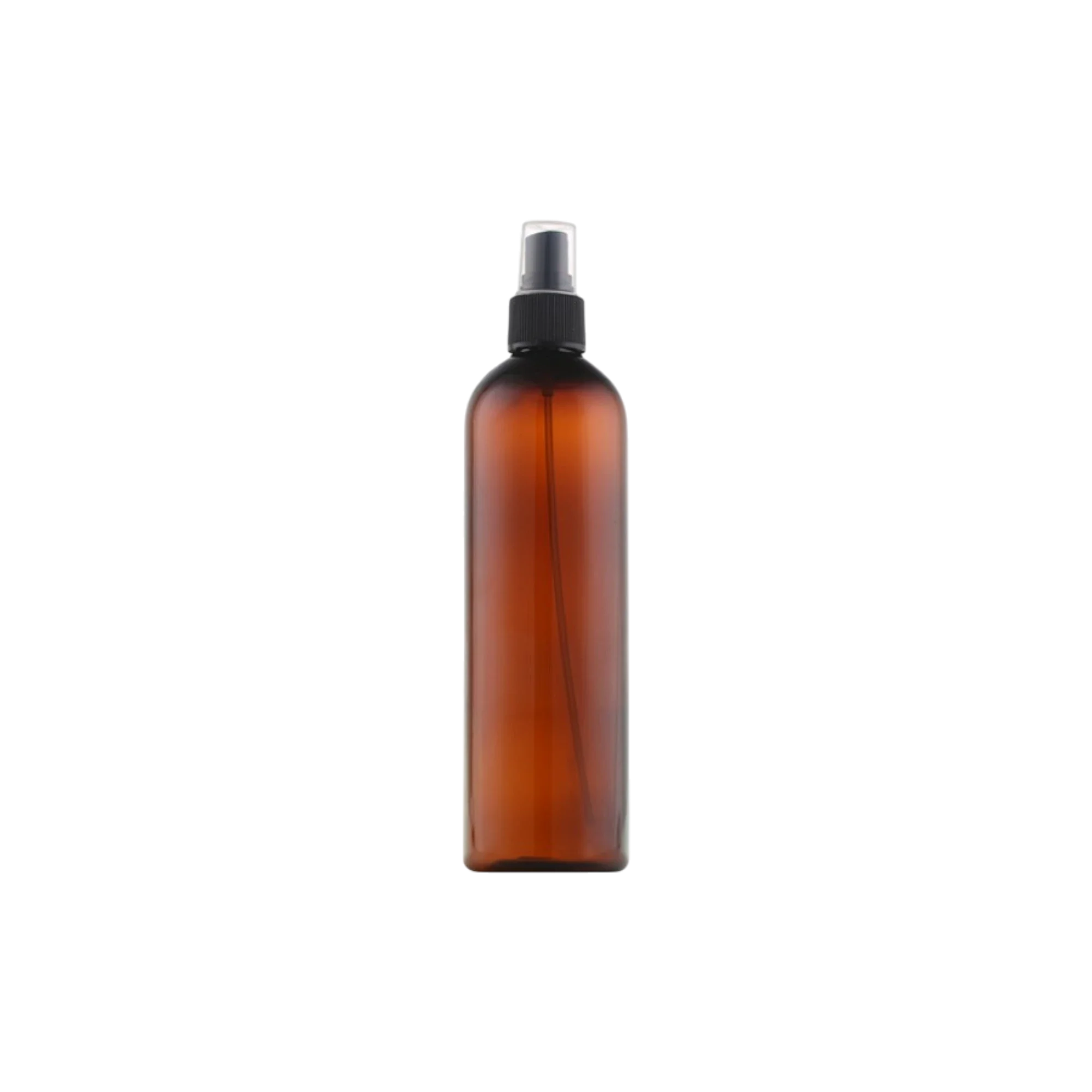 Queens Packaging Co., ltd. 16.9oz / 500ml Clear PET Round Spray Bottle with Fine Mist Sprayer & Clear Overcap