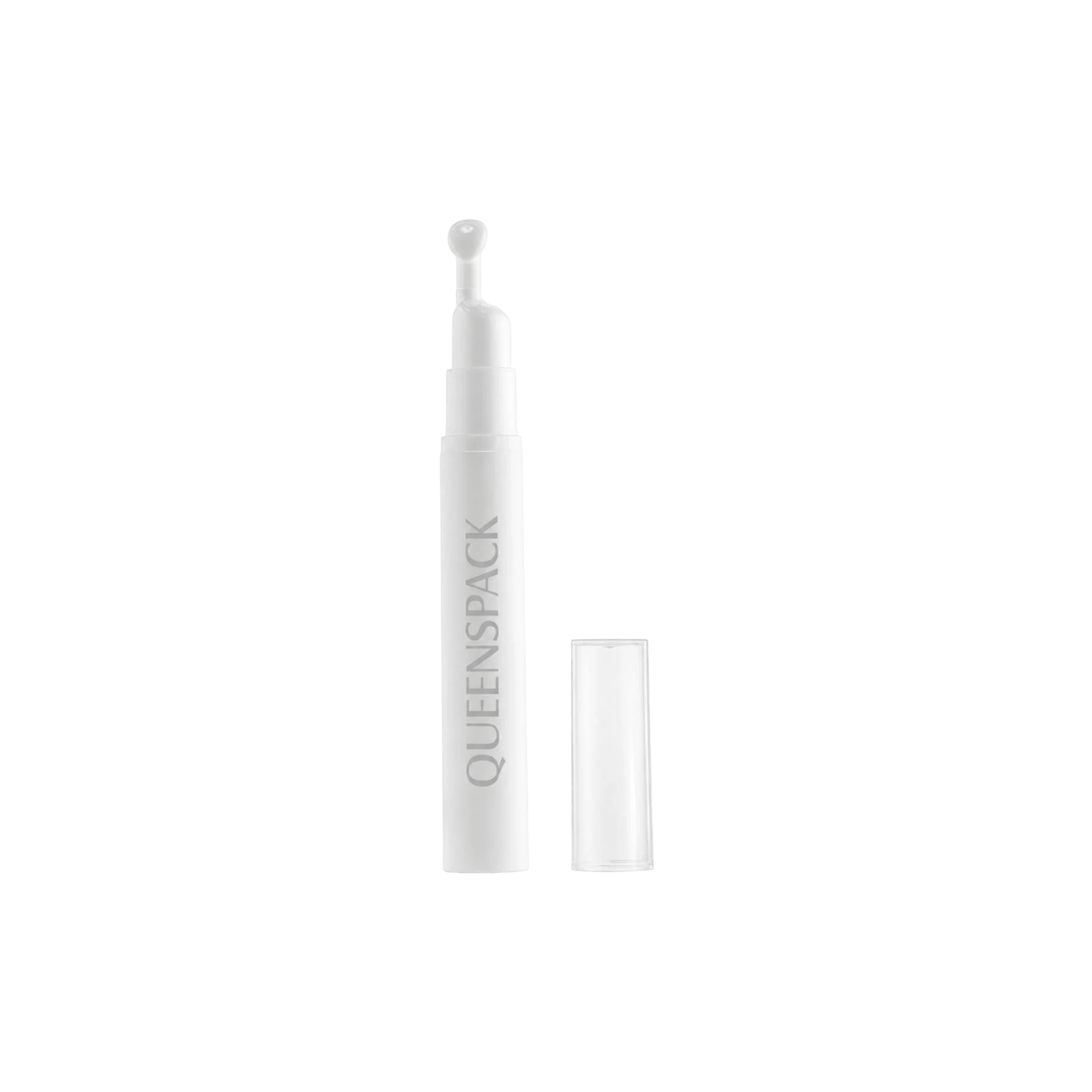 Queens Packaging Co., ltd. 0.51oz / 15ml PP Slim Cylinder Airless Pump Bottle with Precision Massage Applicator & Clear Overcap, 0.15cc Dosage