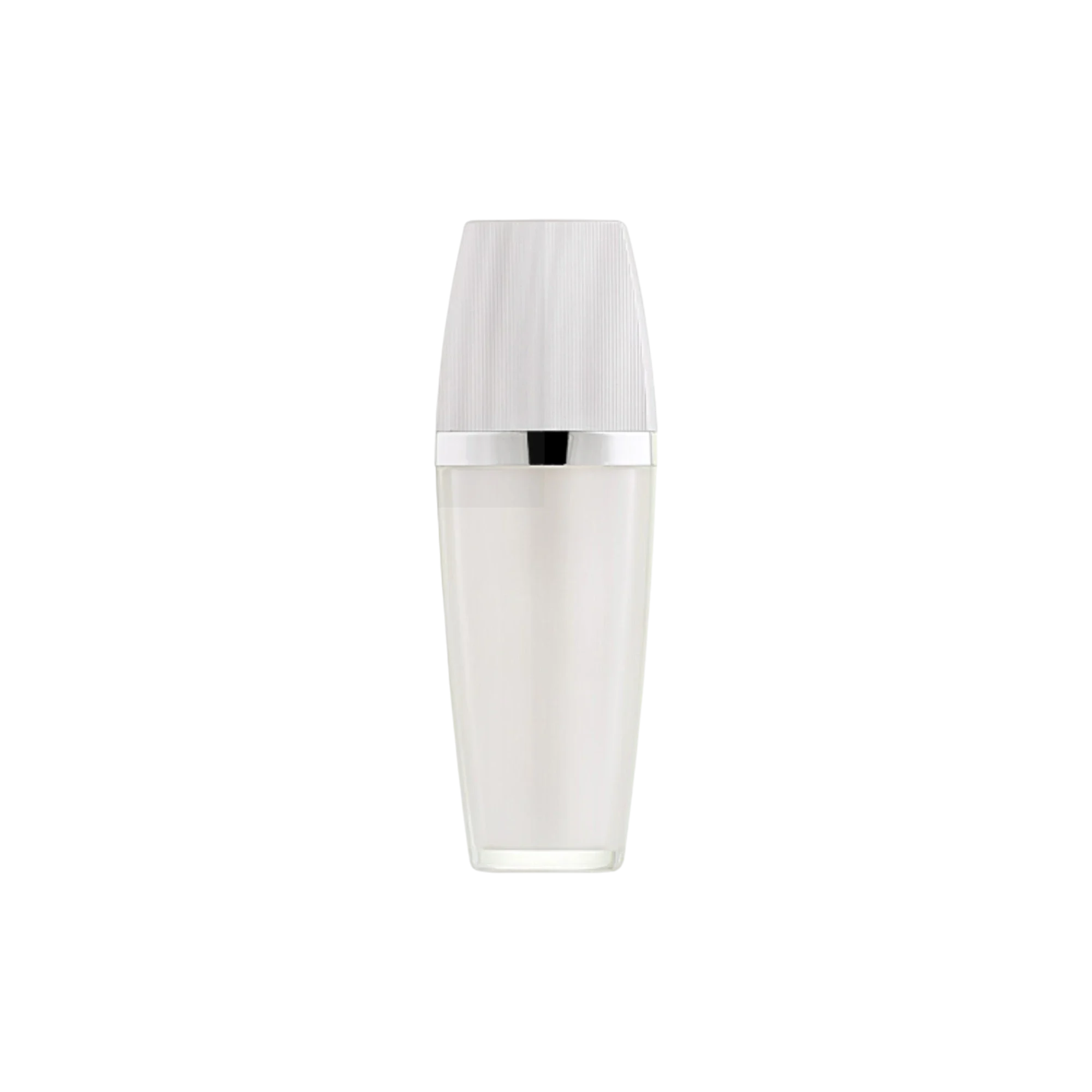 Queens Packaging Co., ltd. 1oz / 30ml Acrylic Double-Wall Oval Pump Bottle with ABS Overcap, Metallized Shoulder & Aluminum Pump