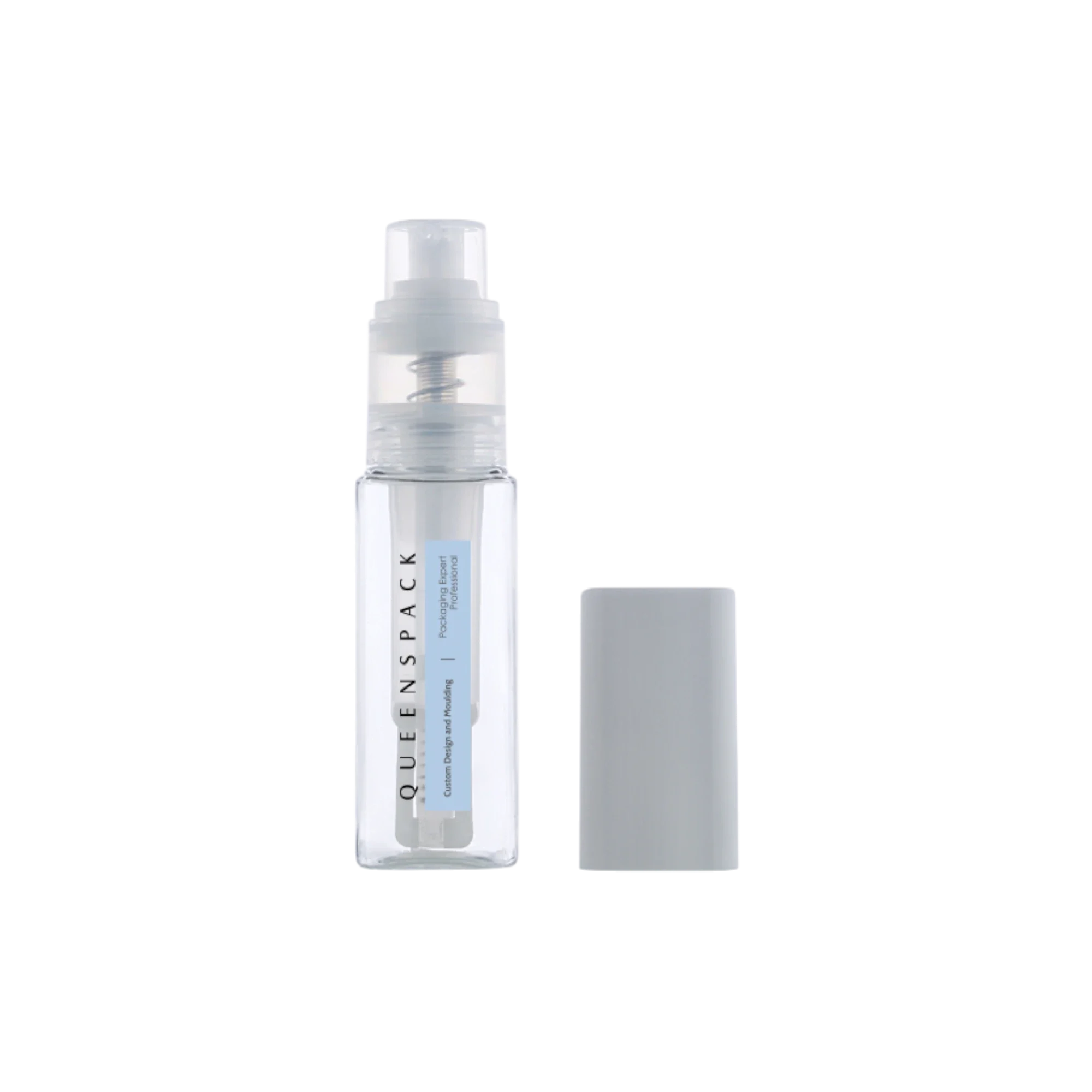 Queens Packaging Co., ltd. 1.2oz / 35ml PET Cylinder Pump Bottle with PP Pump & Overcap