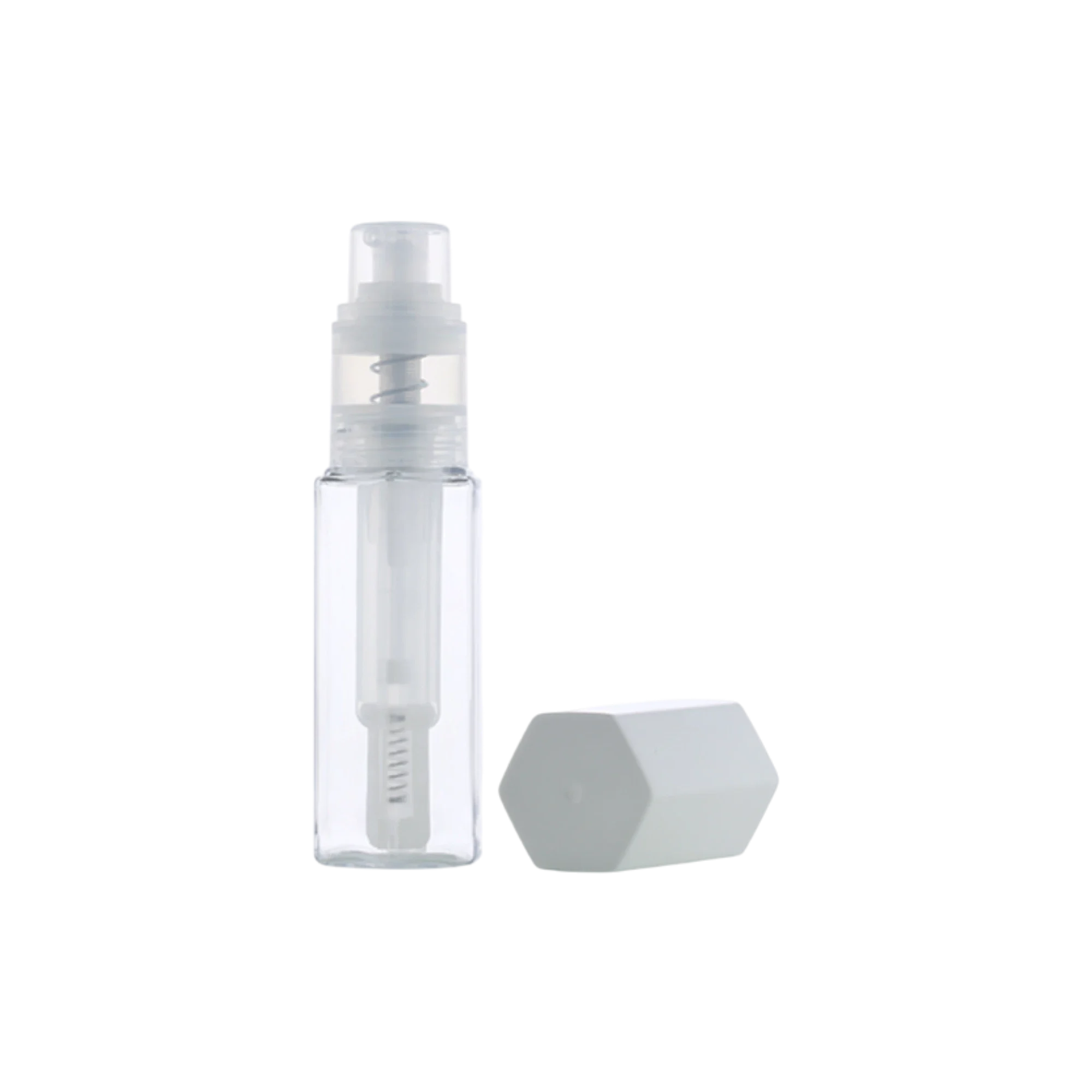 1oz / 30ml PET Hexagonal Pump Bottle with PP Pump & Overcap