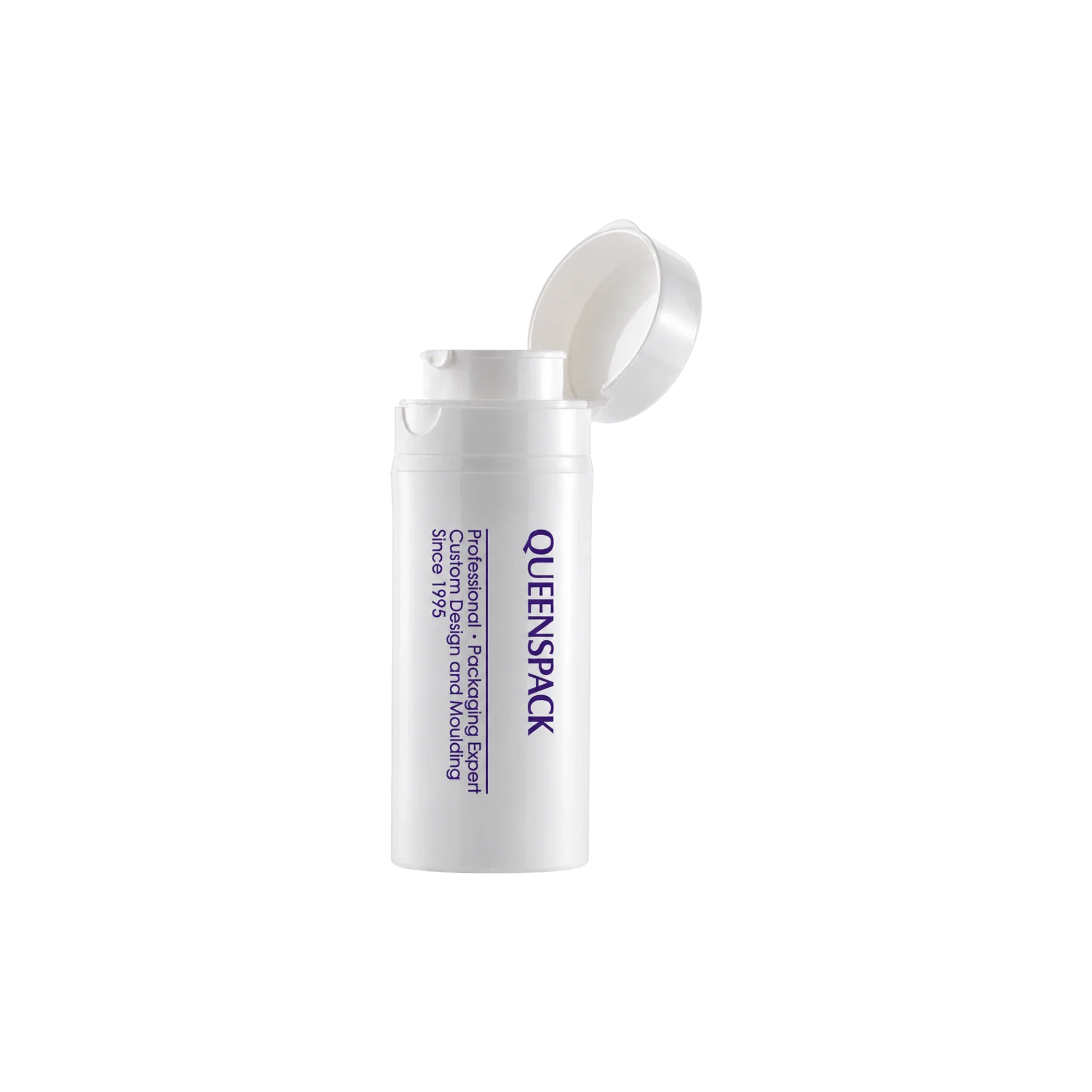 Queens Packaging Co., ltd. 1.7oz / 50ml PP Cylinder Airless Pump Bottle with Flip Top Cap & PP Pump, 1cc Dosage
