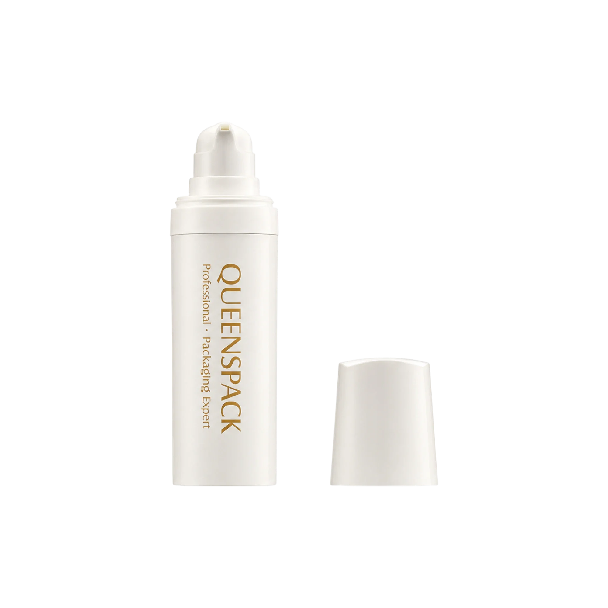 Queens Packaging Co., ltd. 1oz / 30ml PP Cylinder Airless Pump Bottle with PP Overcap, 0.22cc Dosage