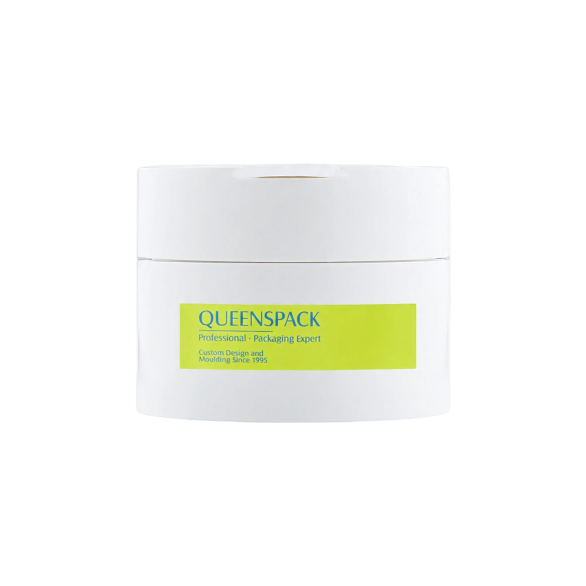 Queens Packaging Co., ltd.  3.4oz / 100ml Refillable PP Double-Wall Straight Sided Cosmetic Jar with Built-In PP Spatula & Flush Cap