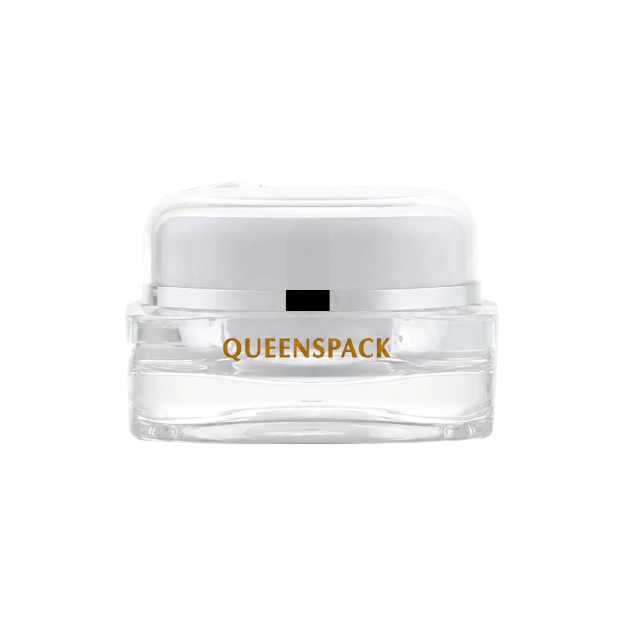 Queens Packaging Co., ltd.  1oz / 30ml Clear Acrylic Double-Wall Straight Sided Cream Jar with Matching Silver Accented Cap