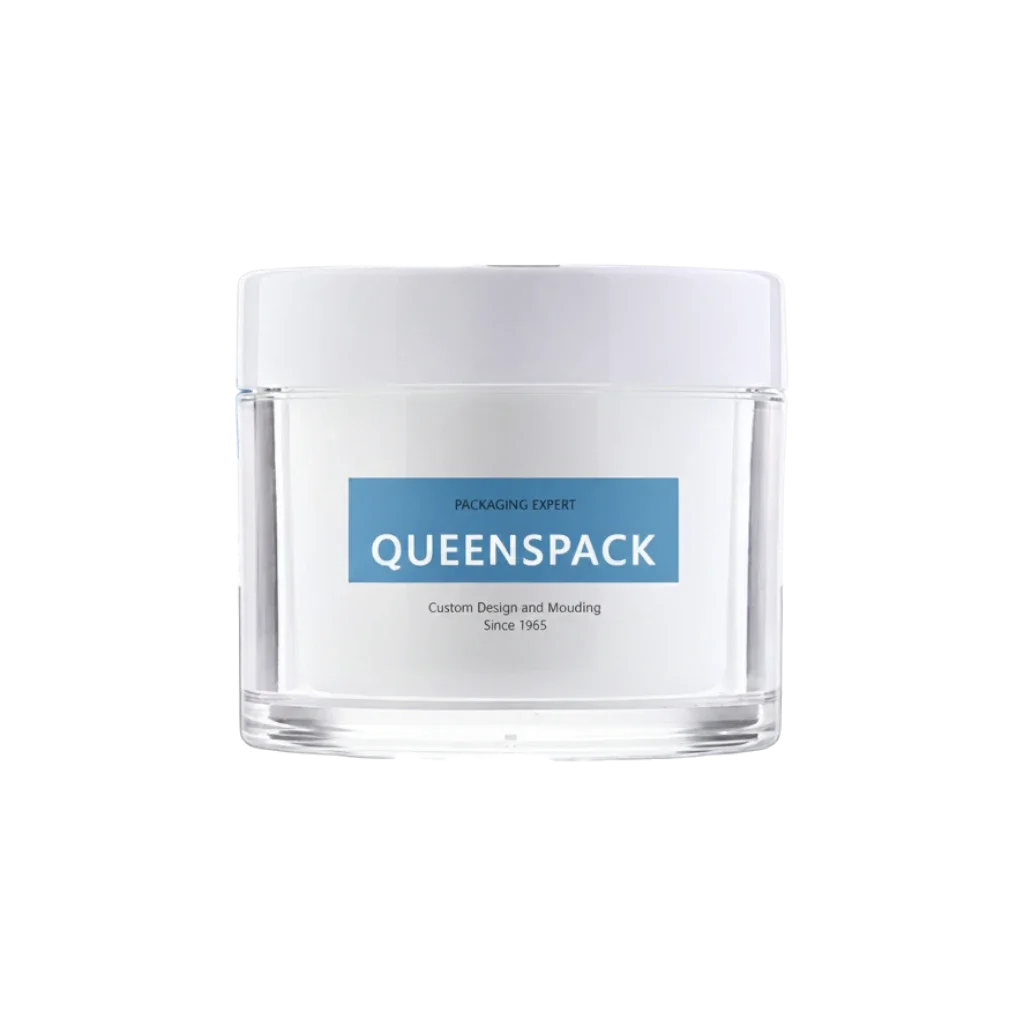 Queens Packaging Co., ltd. 1.7oz / 50ml Refillable Acrylic Double-Wall Straight Sided Cream Jar with Flush ABS Closure & PP Inner Jar