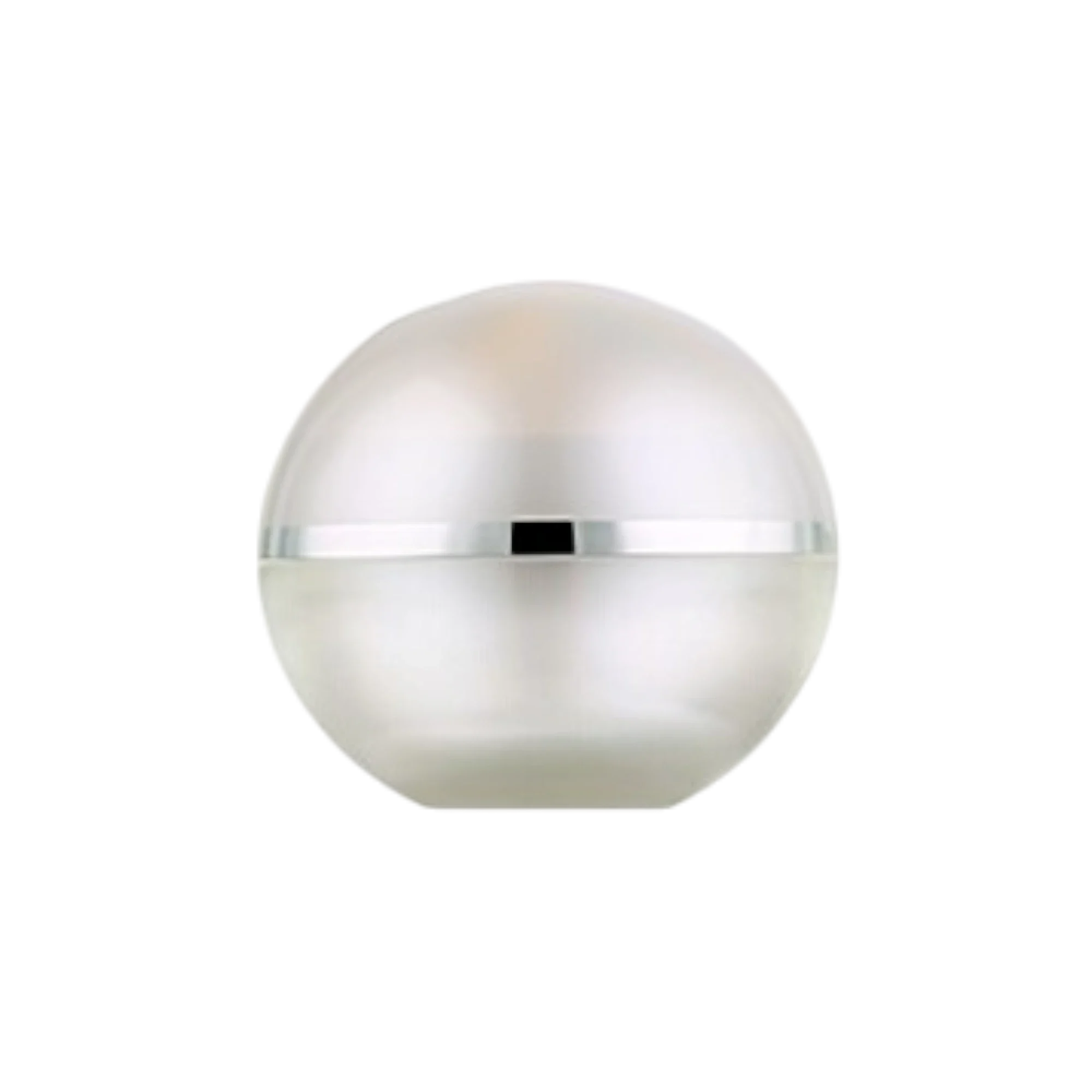 Queens Packaging Co., ltd. 1oz / 30ml Acrylic Double-Wall Spherical Cream Jar with Metallic Accent Band, Domed Cap & PE Sealing Disc