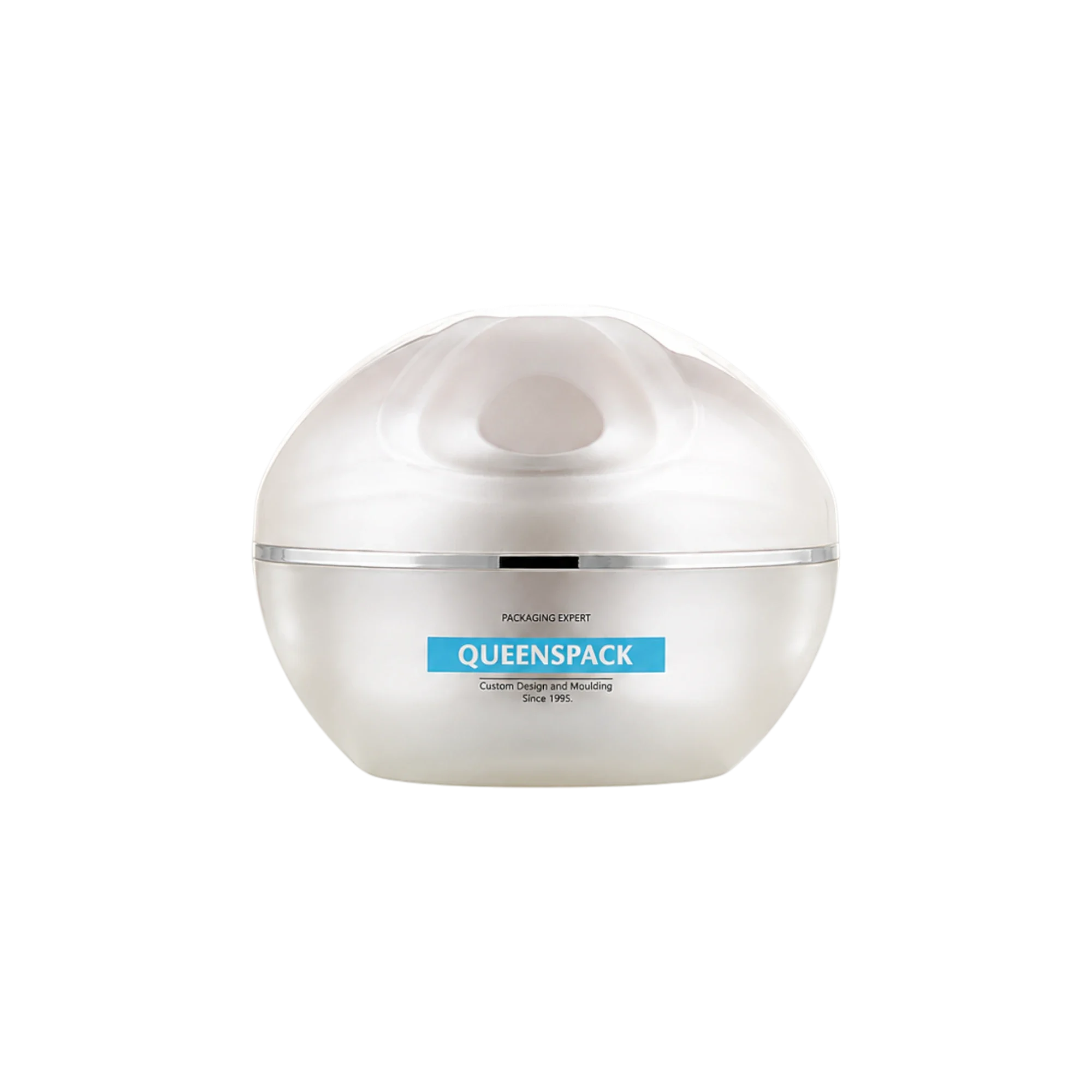 Queens Packaging Co., ltd. 1oz / 30ml MS Double-Wall Spherical Cream Jar with PP Inner Jar, Matching MS Closure & PE Sealing Disc