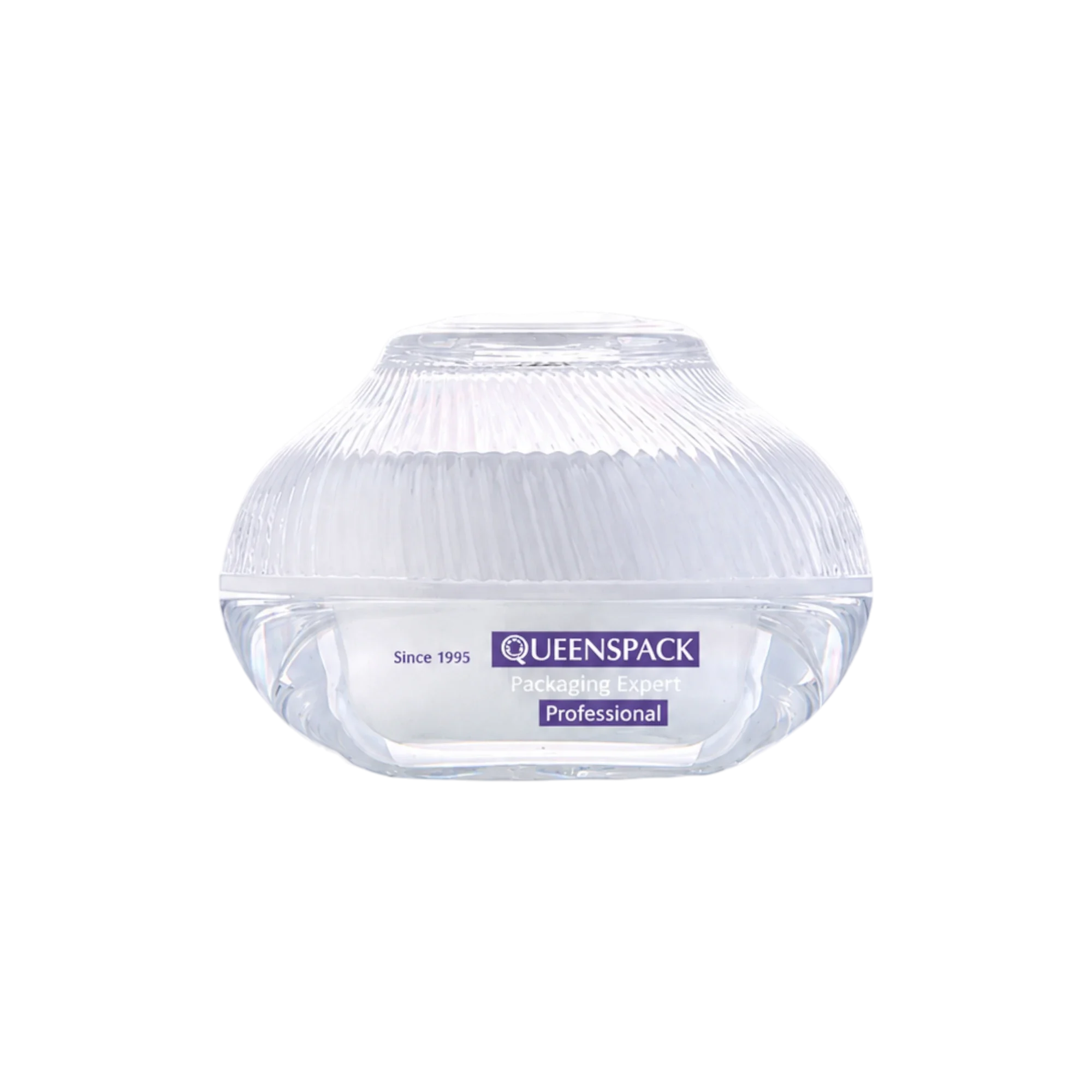 Queens Packaging Co., ltd. 1.7oz / 50ml MS Double-Wall Flared Dome Cream Jar with Ribbed Pattern MS Closure, PP Inner Jar & PE Sealing Disc