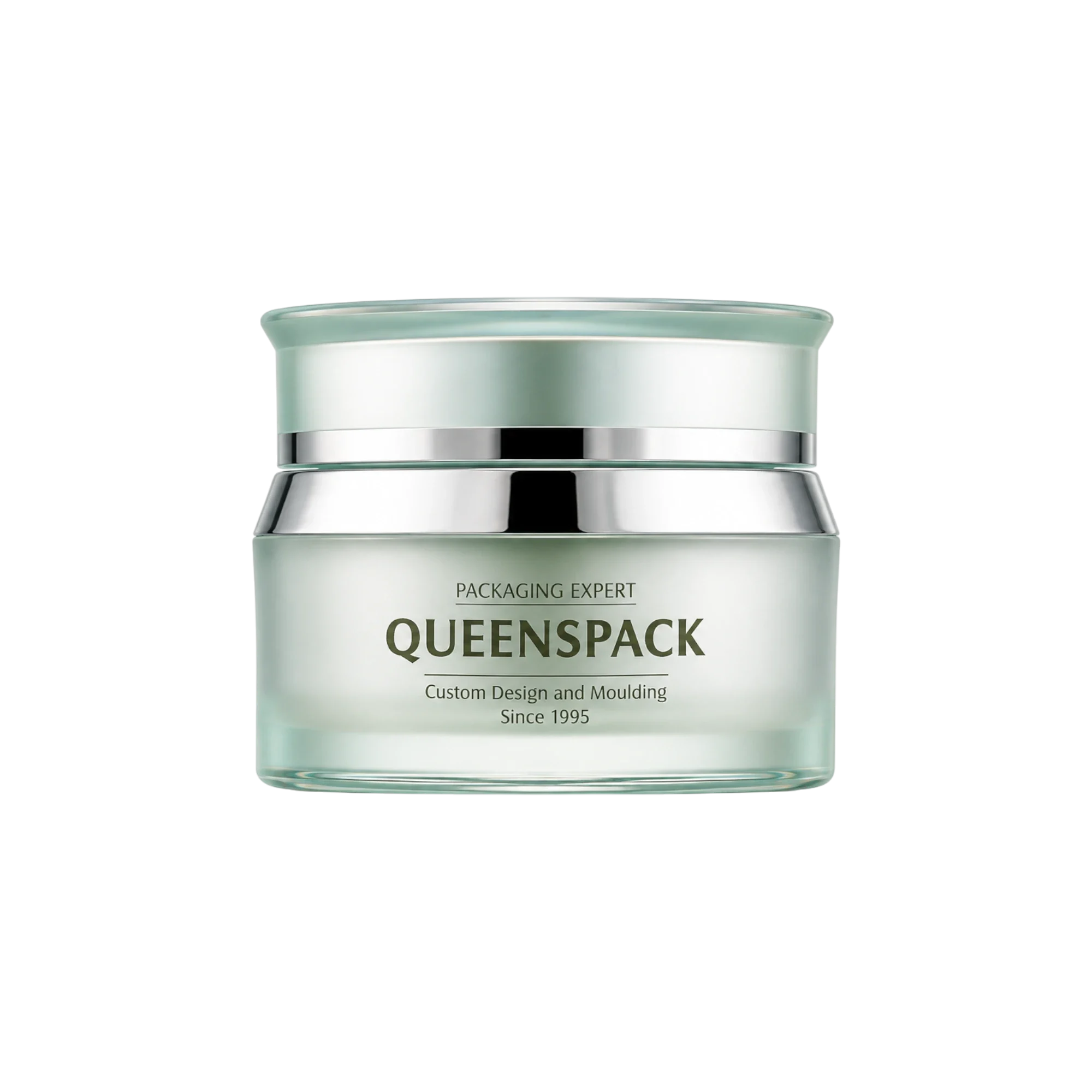 Queens Packaging Co., ltd. 1oz / 30ml Acrylic Double-Wall Straight Sided Cream Jar Accented with Metallic Band & Matching Closure, PP Inner Jar & PP Sealing Disc