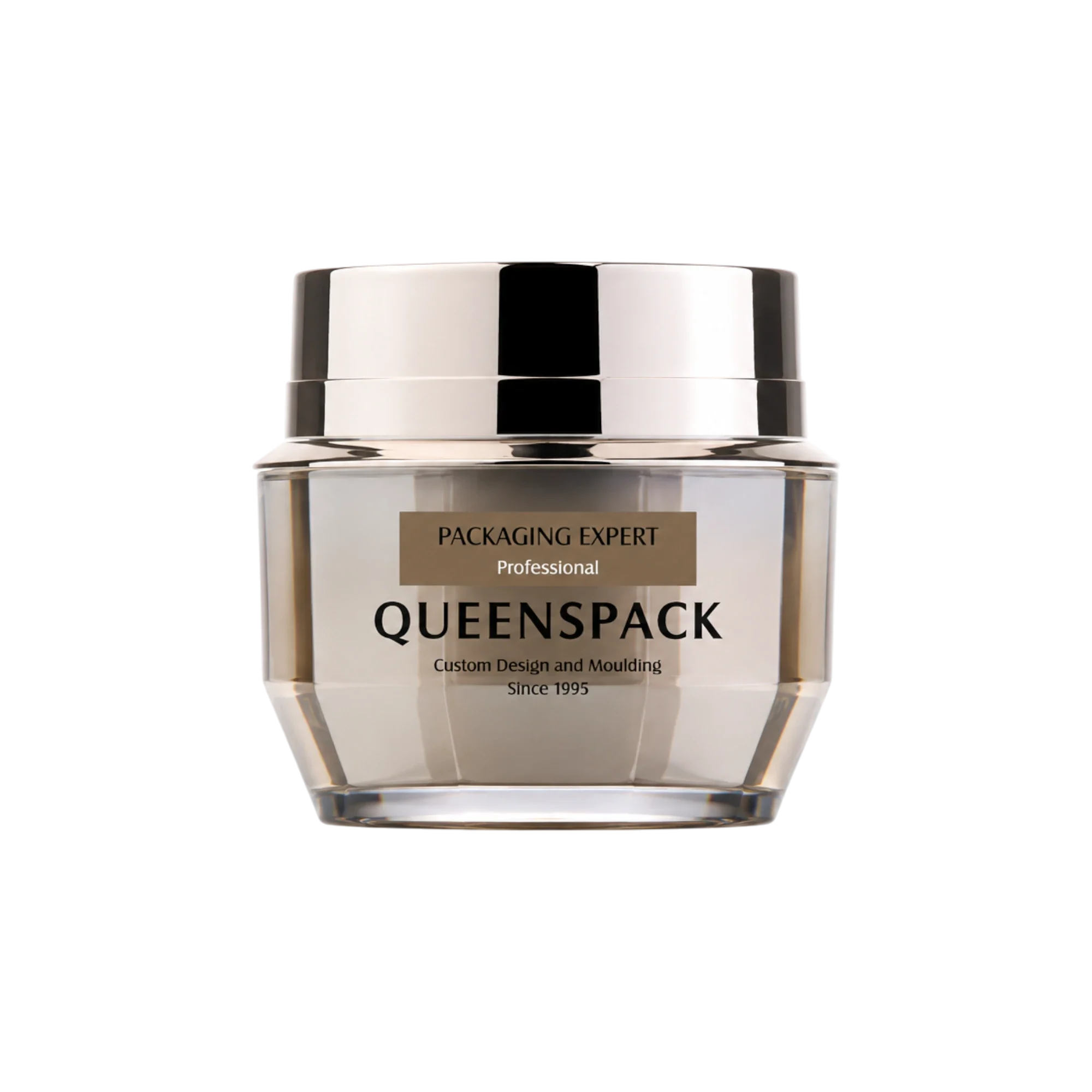 Queens Packaging Co., ltd. 1oz / 30ml Acrylic Double-Wall Round Cream Jar with Metallized ABS Closure & PP Inner Jar