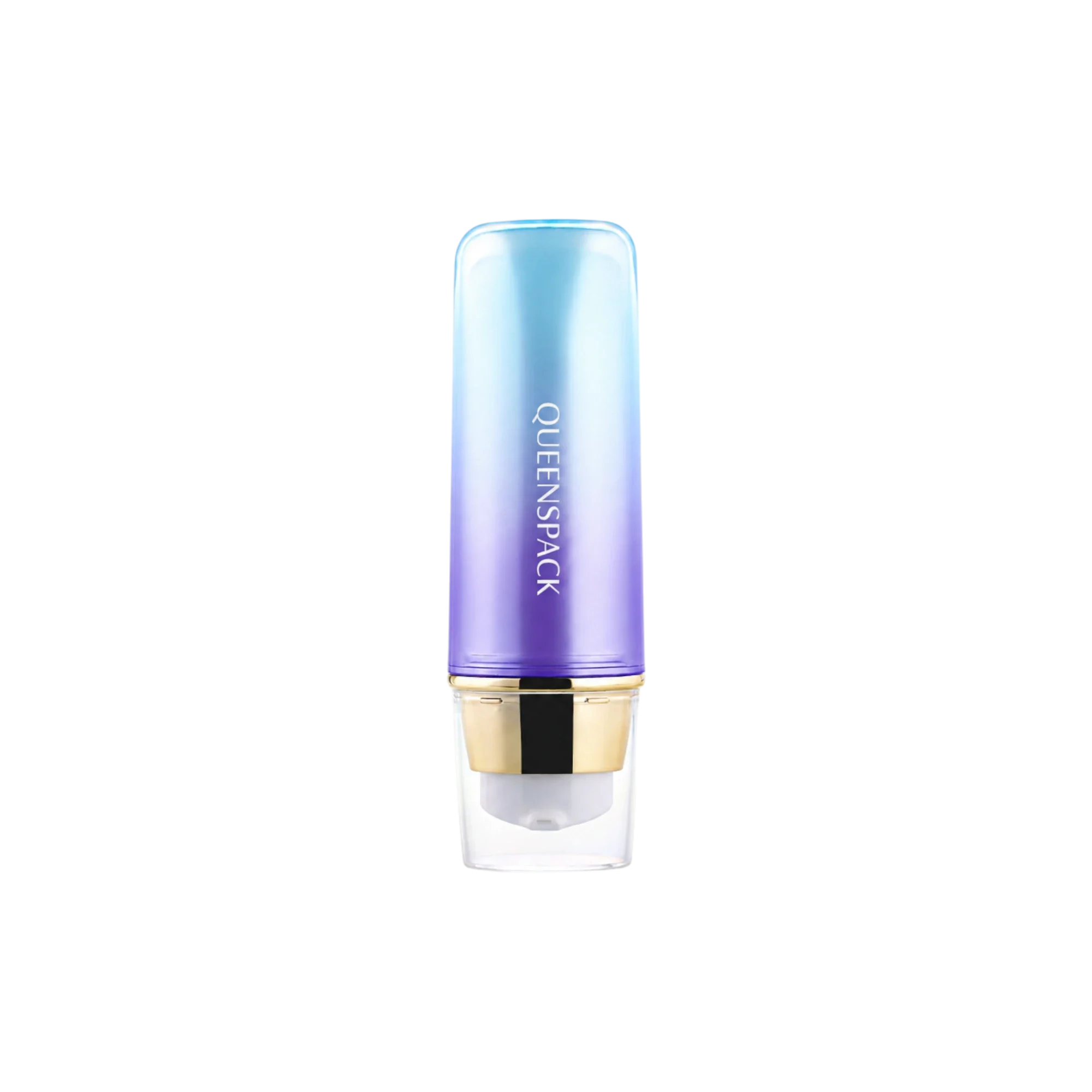 Queens Packaging Co., ltd.  1.2oz / 35ml Acrylic Double-Wall Rectangular Tottle with PP Pump, Metallized Shoulder & Clear Acrylic Overcap