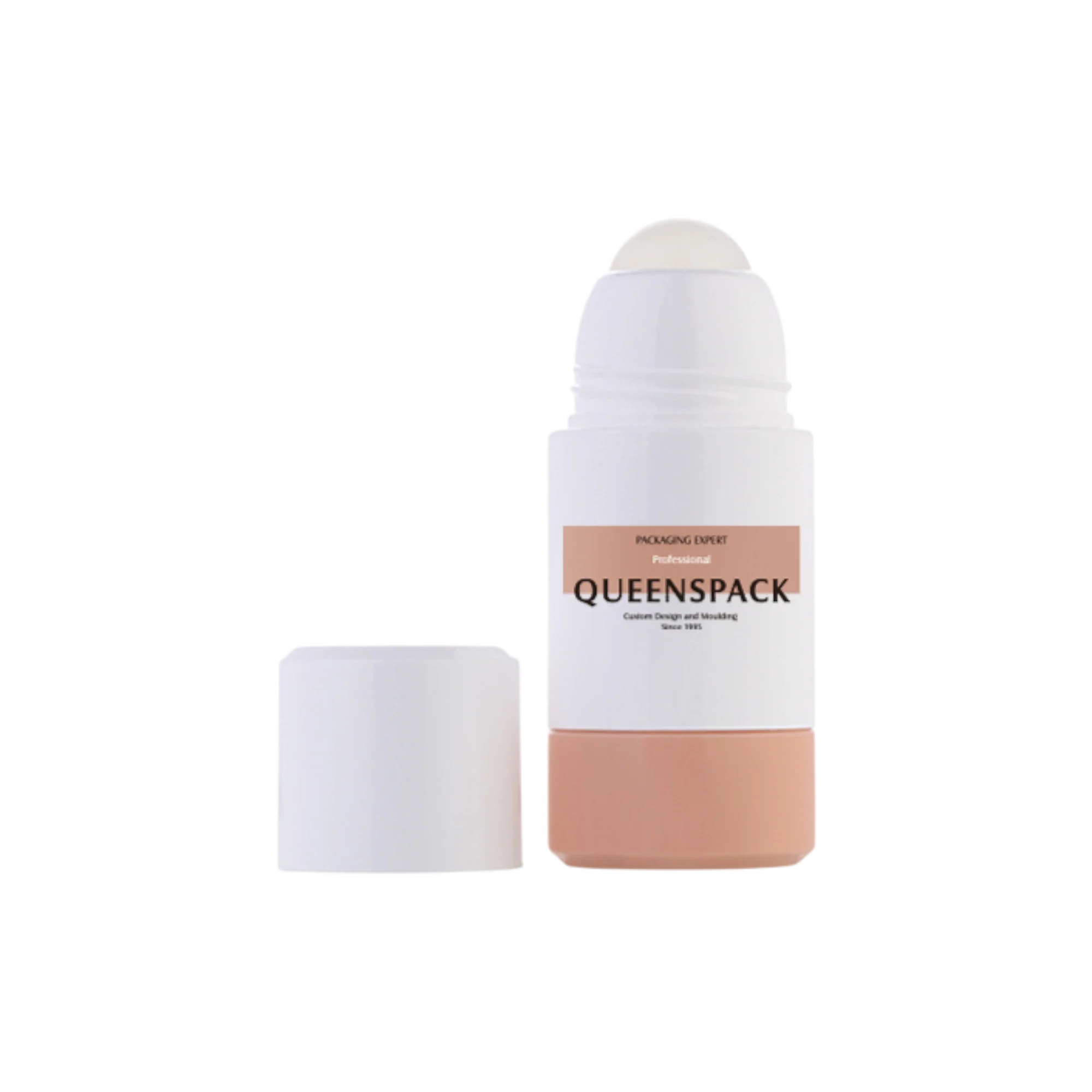Queens Packaging Co., ltd. 1.7oz / 50ml Refillable Monomaterial Cylinder PP Roll-On Bottle with Overcap