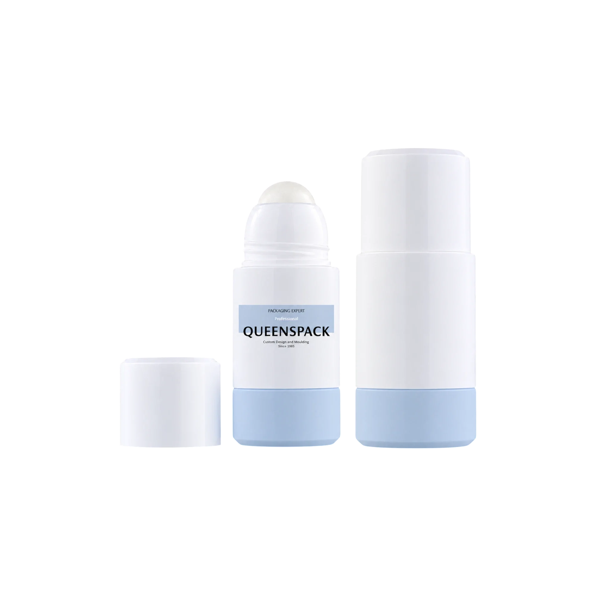 Queens Packaging Co., ltd. 2.5oz / 75ml Refillable Monomaterial PP Roll-On Bottle with Overcap