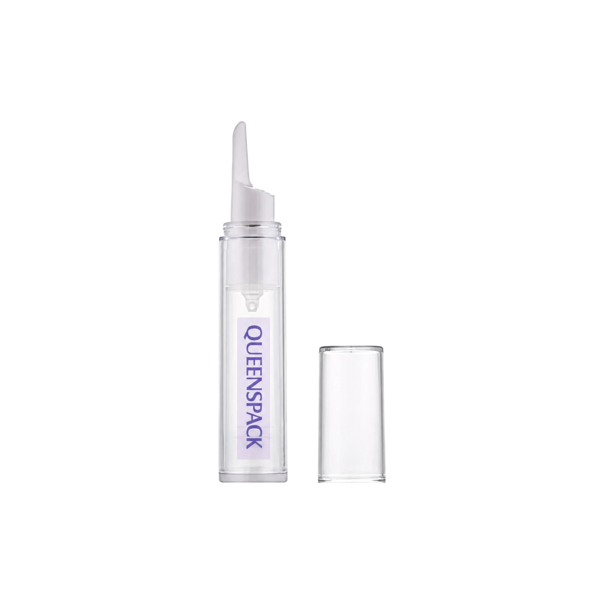 Queens Packaging Co., ltd.  0.25oz / 7.5ml AS Slim Cylinder Airless Pump Bottle with Precision Tip Eye Applicator & Clear Overcap, 0.15cc Dosage