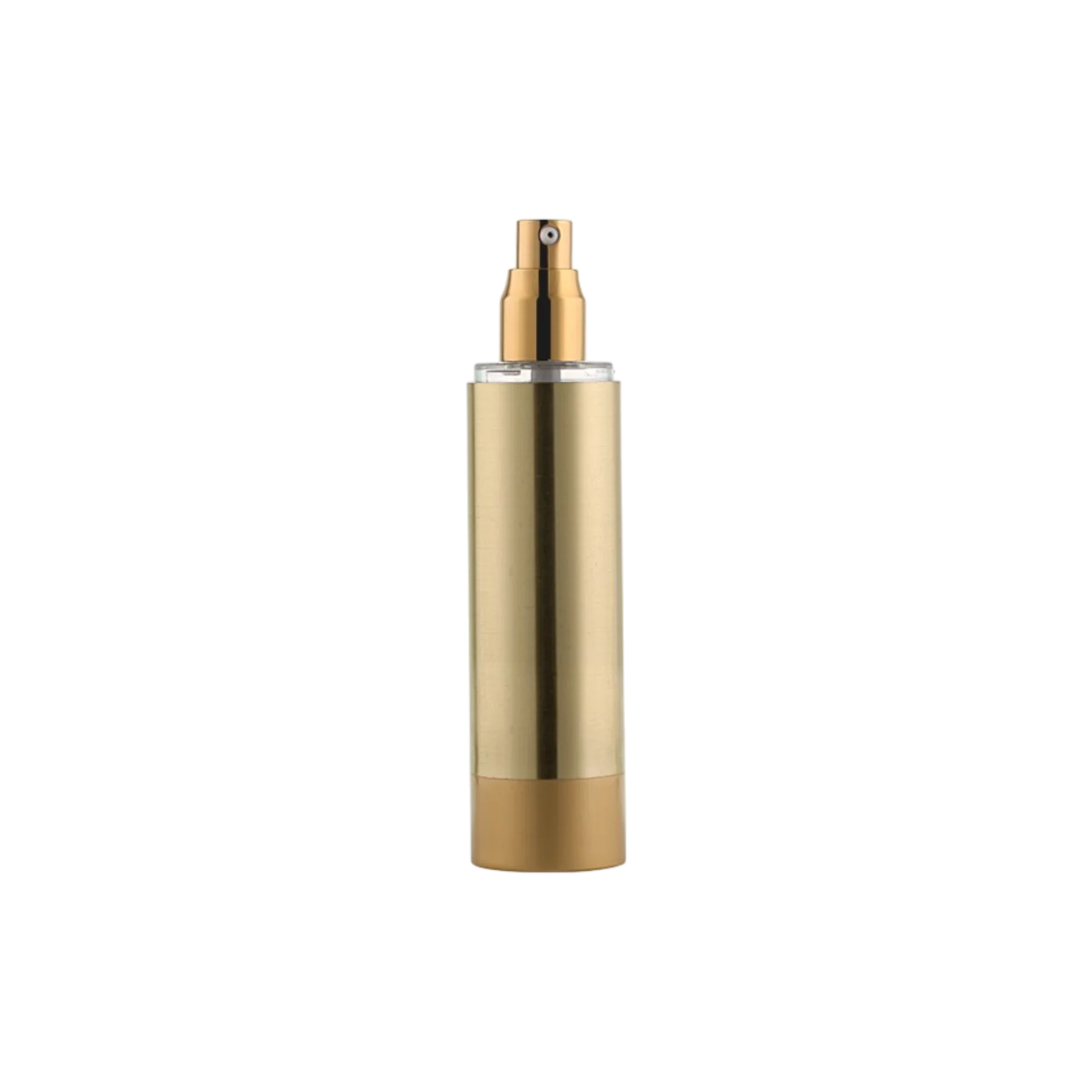 Queens Packaging Co., ltd.  3.4oz / 100ml AS Cylinder Airless Pump Bottle with Clear AS Overcap & Aluminum Pump, 0.2cc Dosage