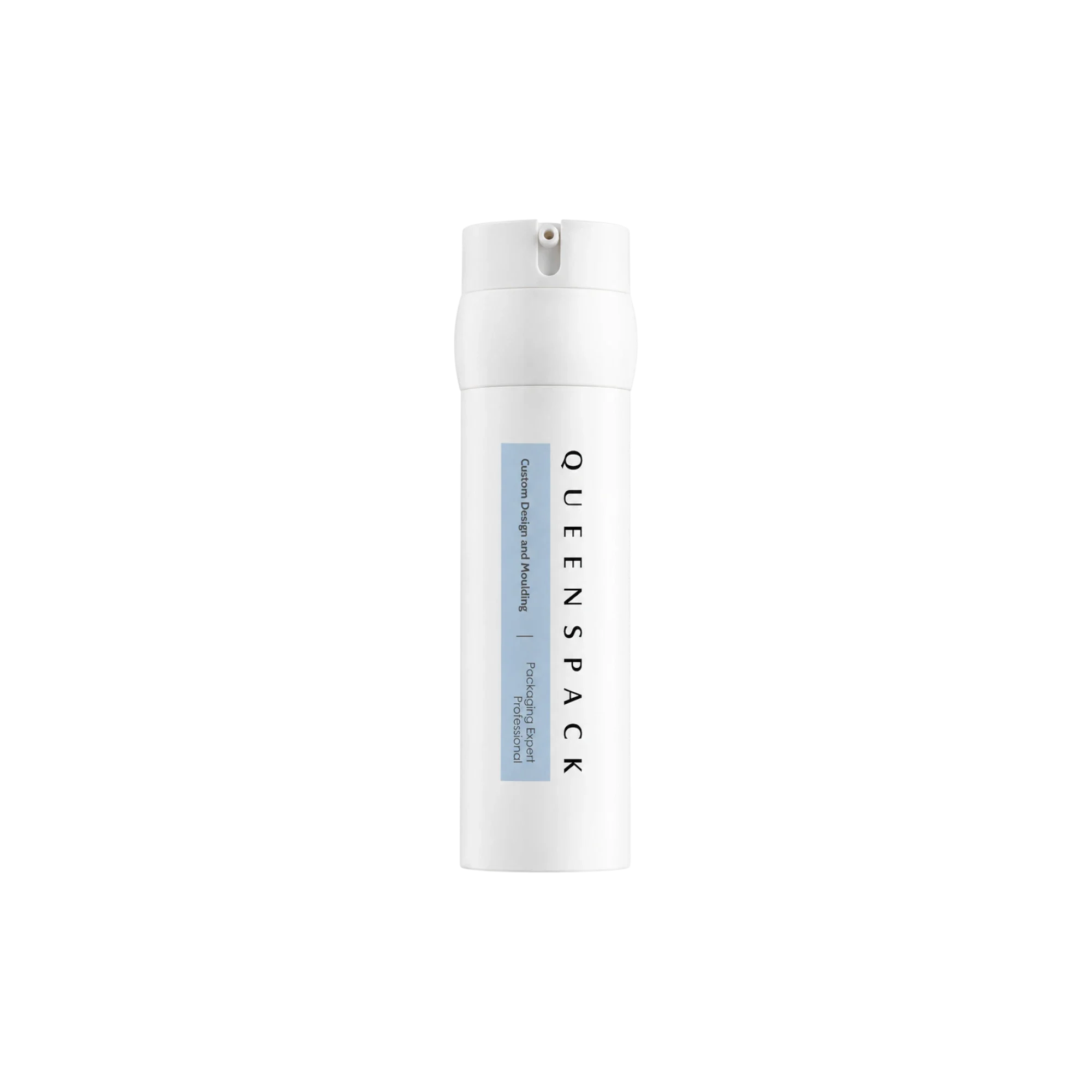 Queens Packaging Co., ltd.  1.7oz / 50ml AS Cylinder Airless Pump Bottle with Integrated Recessed Pump, 0.23cc Dosage