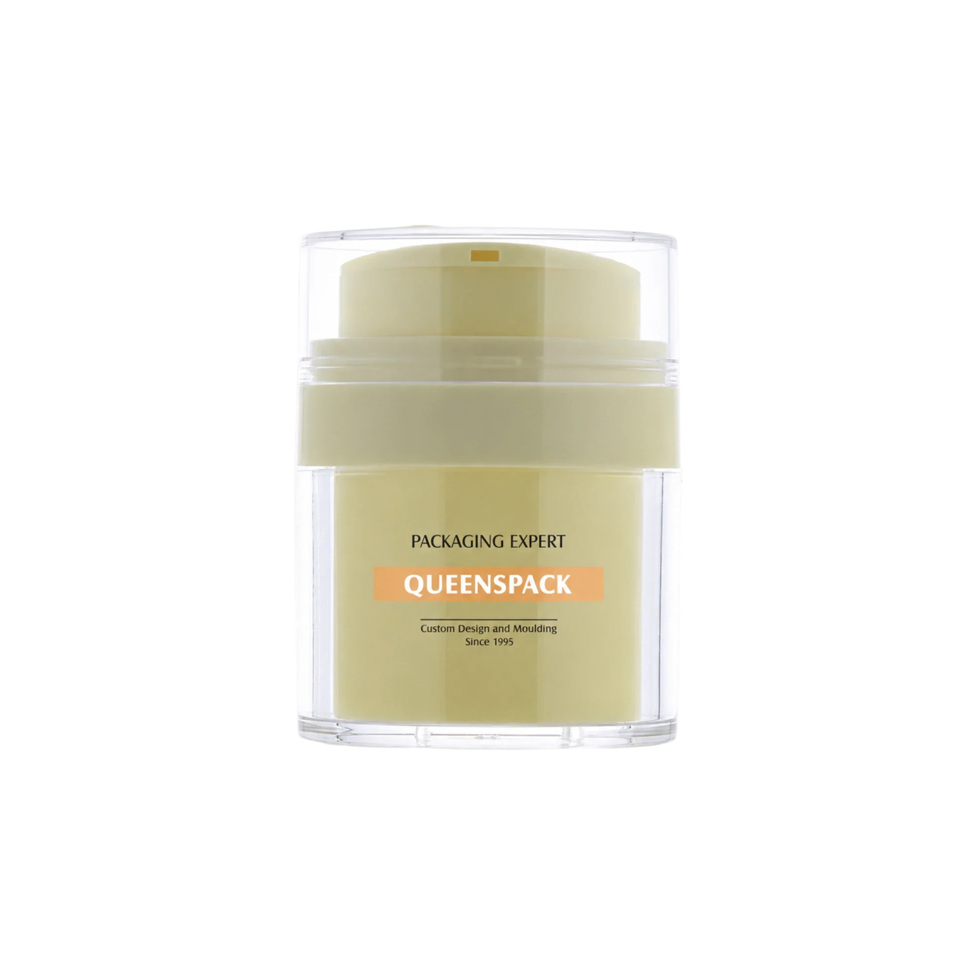 Queens Packaging Co., ltd. 0.51oz / 15ml AS Double-Wall Straight Sided Airless Pump Jar with Clear AS Overcap