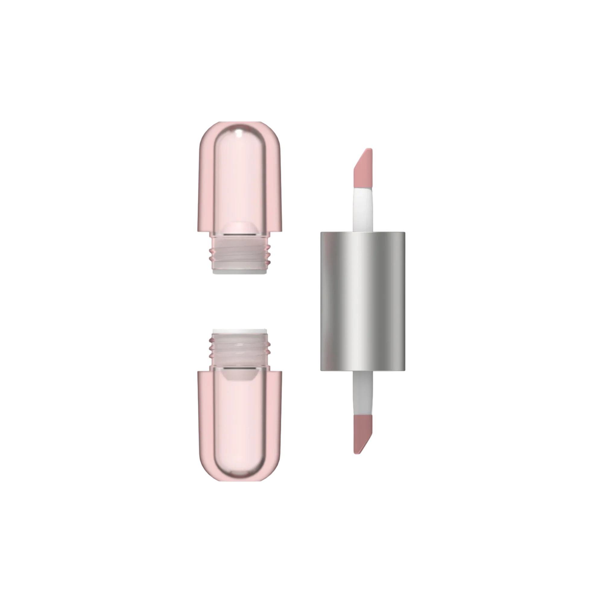 Hangzhou Ecopack Technology Co., Ltd 2x1.5ml / 0.05oz PETG Pill-Shaped Dual-Ended Lip Gloss Tube with Aluminum Mid-Connector & Classic Doe Foot Applicators