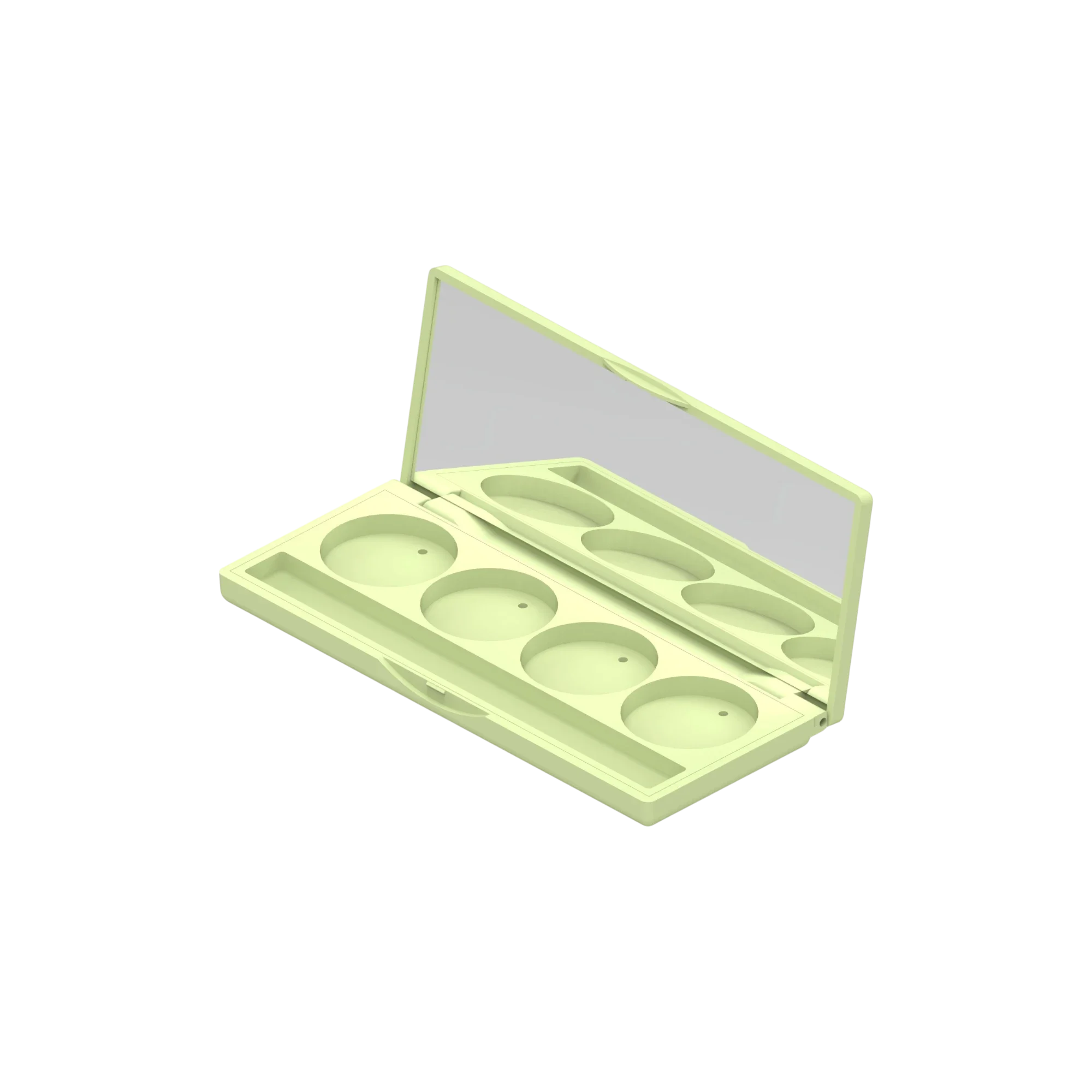 Hangzhou Ecopack Technology Co., Ltd 8g 4-Pan Rectangular ABS Eyeshadow Palette with Round Wells, Mirror & Applicator Well