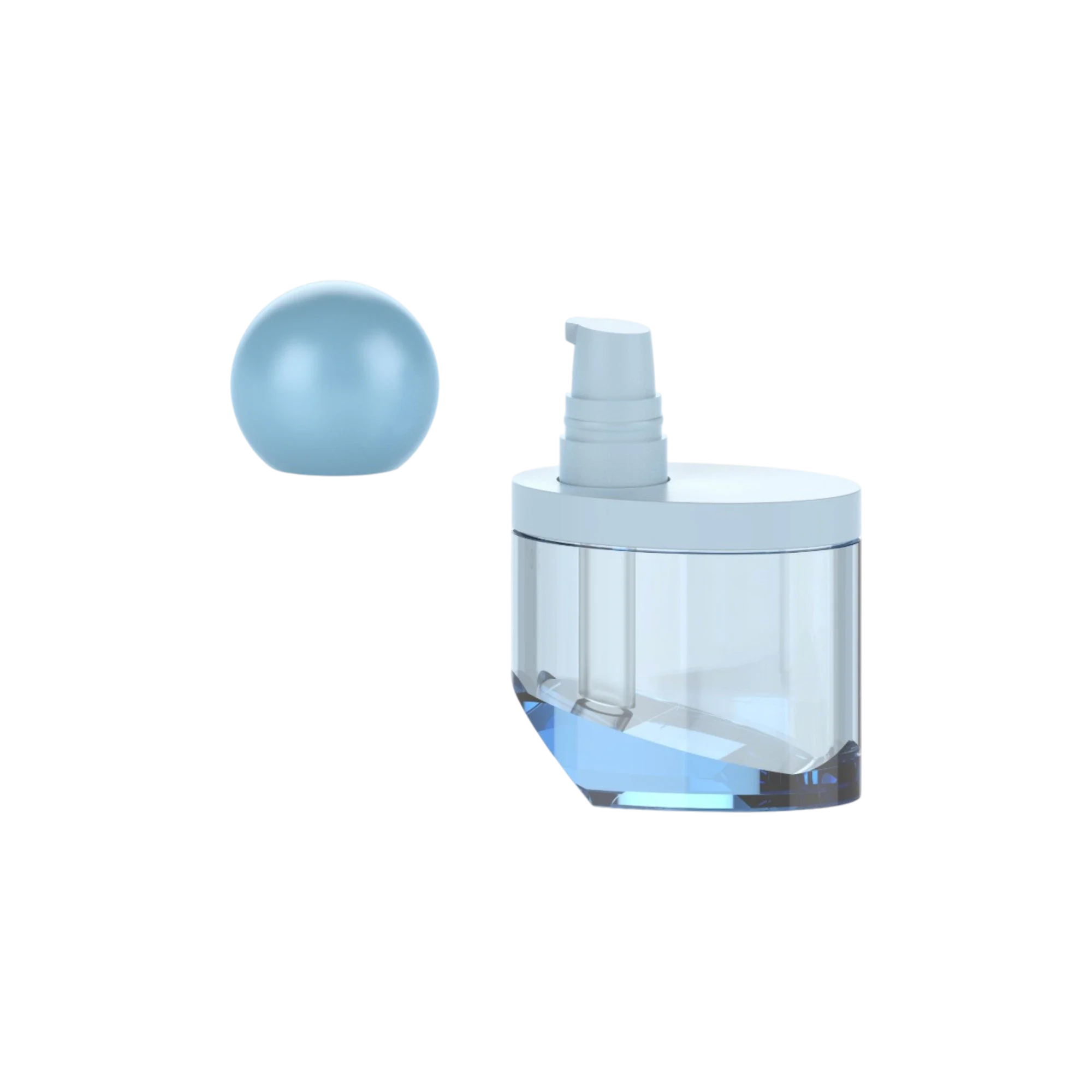 Hangzhou Ecopack Technology Co., Ltd 1oz / 30ml PETG Cylinder Airtight Cosmetic Pump Bottle with Offset Pump & Spherical Wood Overcap