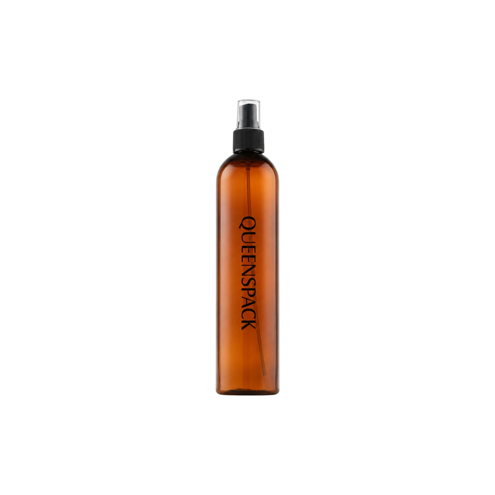 Queens Packaging Co., ltd. 8.4oz / 250ml Clear PET Round Spray Bottle with Fine Mist Sprayer & Clear Overcap