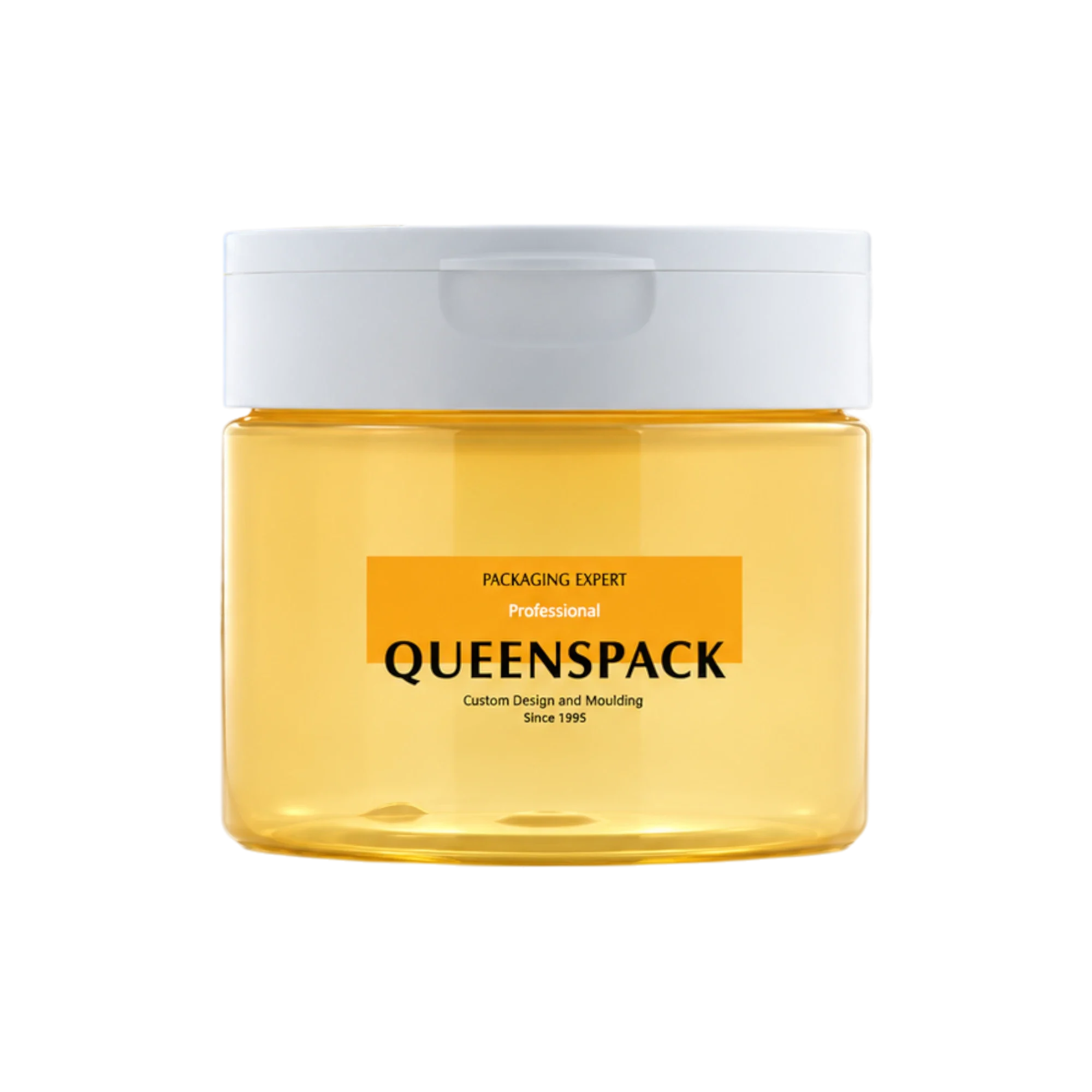 Queens Packaging Co., ltd. 13.5oz / 400ml PET Straight Sided Cosmetic Jar with Hinged Cap & Built-In Tweezers