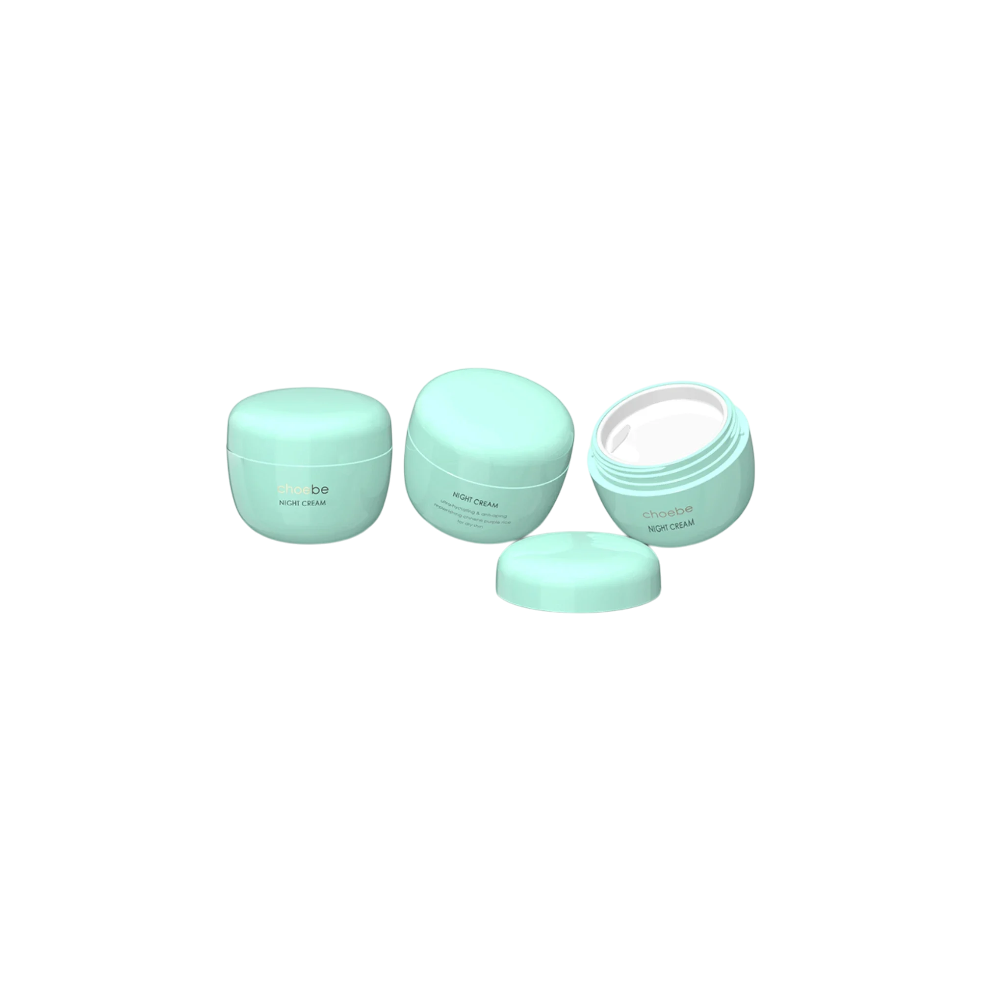 Choebe Group 1.7oz / 50ml PCTA Round Night Cream Jar with Flush Screw Cap and PP Sealing Disc and Premium Weighting
