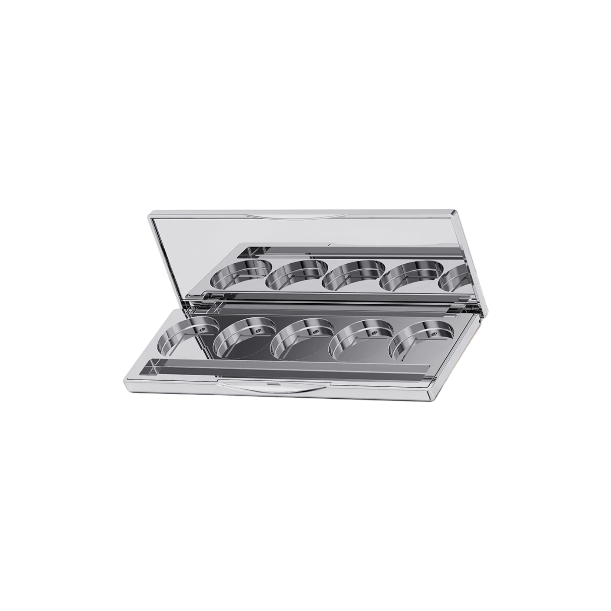 Choebe Group 5-Pan Rectangular ABS Eyeshadow Palette with Round Wells, Mirror, Clasp & Applicator Well