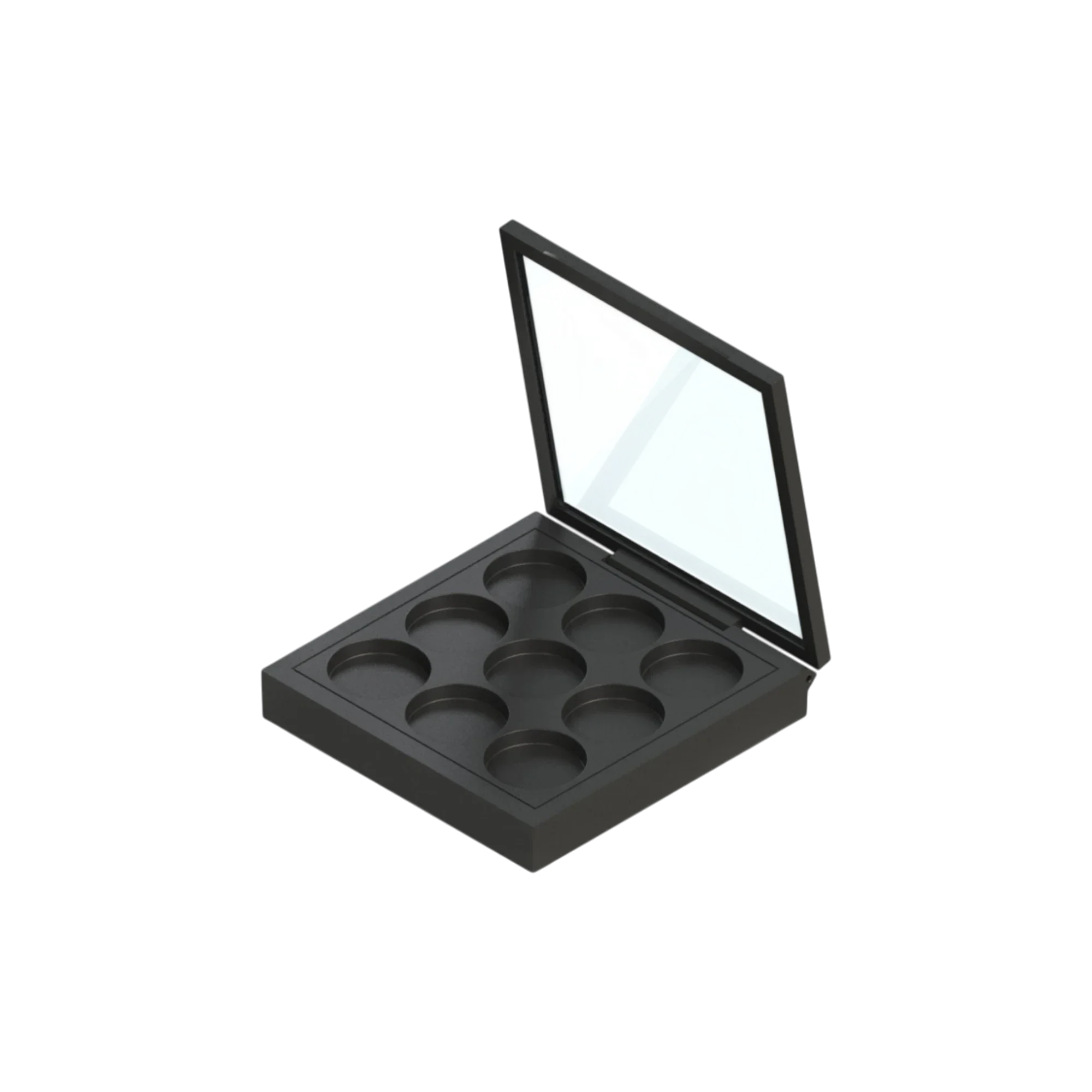 Choebe Group 6.3g 9-Pan Rectangular ABS & SAN Eyeshadow Palette with Round Wells, Magnetic Closure & Clear Window Lid