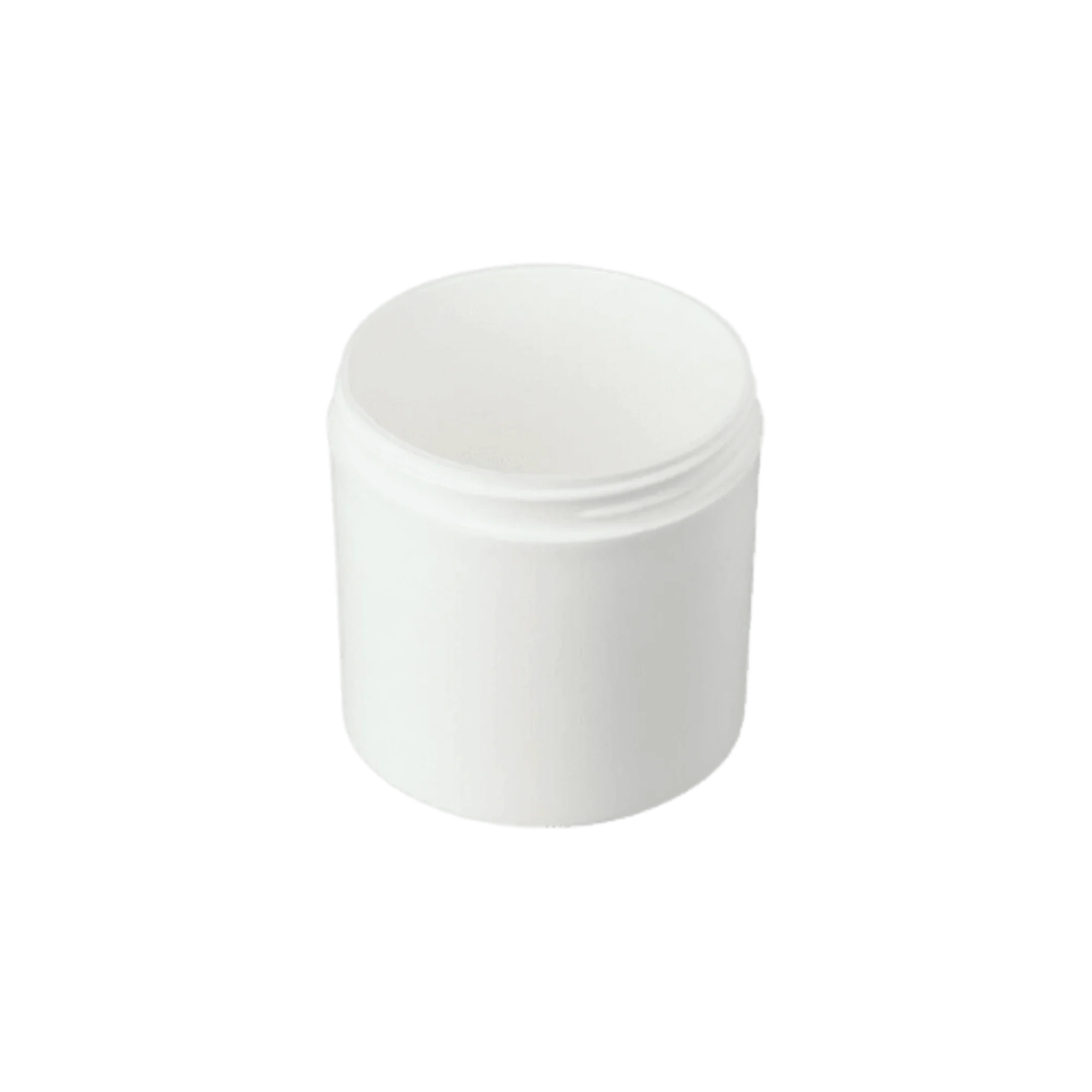 The image shows a Mold-Rite Plastics 4.0oz PP Jar (064070DS). The jar is cylindrical with a straight-sided design, made from clear polypropylene plastic. It features a smooth, continuous thread neck finish, making it compatible with screw-on lids. The jar has a simple, clean appearance and is empty, showcasing its transparent nature, which allows visibility of its contents when filled.