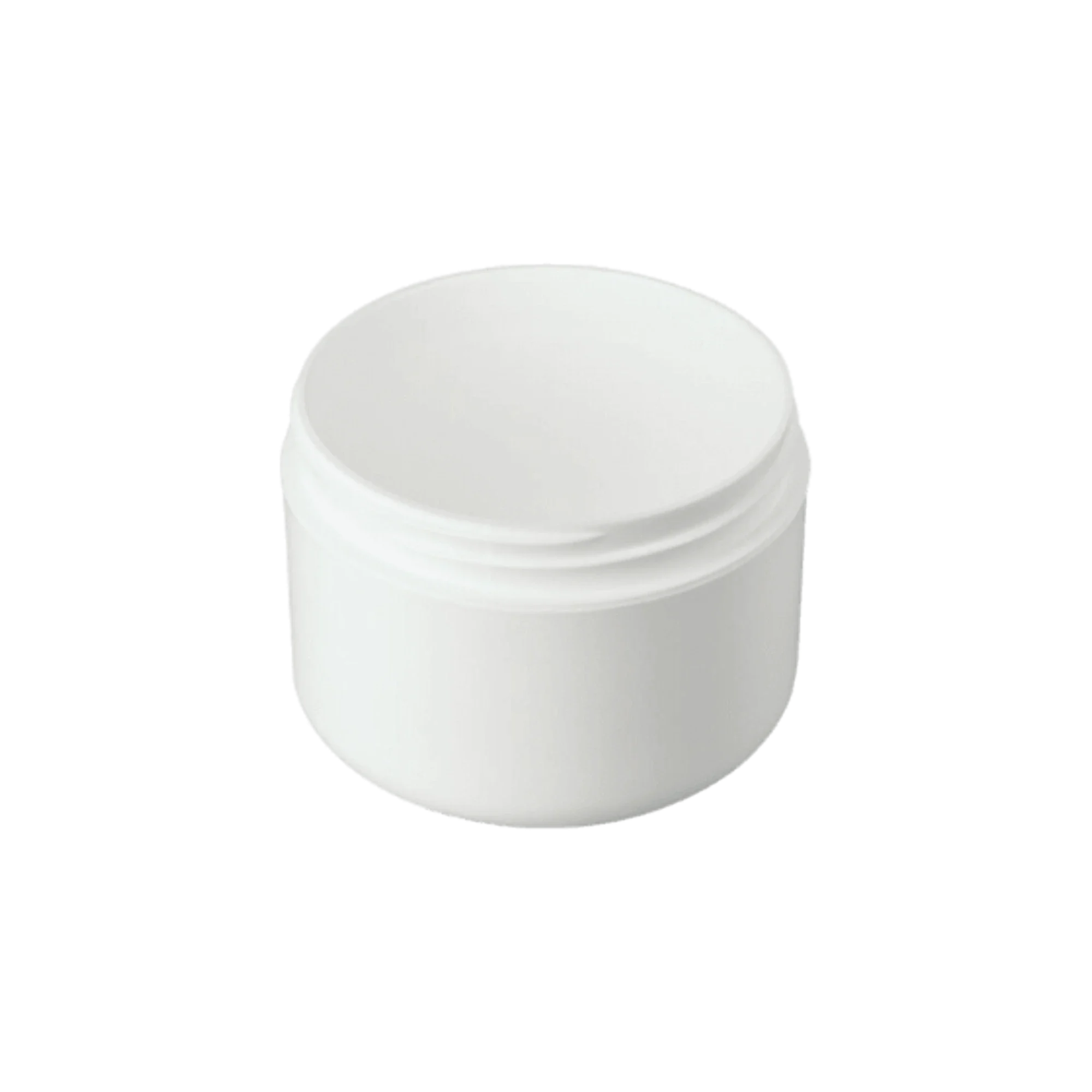 The image displays the Mold-Rite Plastics 8.0oz PP Jar. The jar is cylindrical with a wide mouth opening and is made of clear polypropylene plastic. It features smooth, straight sides and a flat base, suitable for holding various products. The jar is shown without a lid, highlighting its open top and spacious interior.