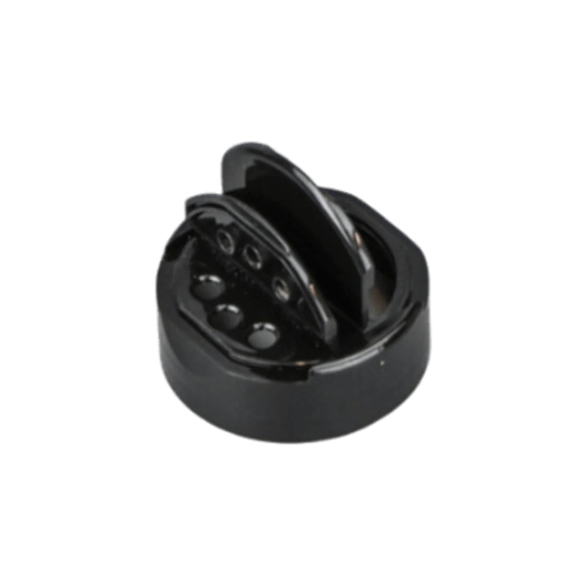 The image shows the MRP Solutions PP Flip Top Cap 48-485. This cap is circular with a flip-top mechanism, making it easy to open and close. It appears to be made of polypropylene and is designed for containers with a 48-485 neck finish. The cap is depicted in a neutral color, likely white or light grey, and features a smooth, slightly rounded surface.
