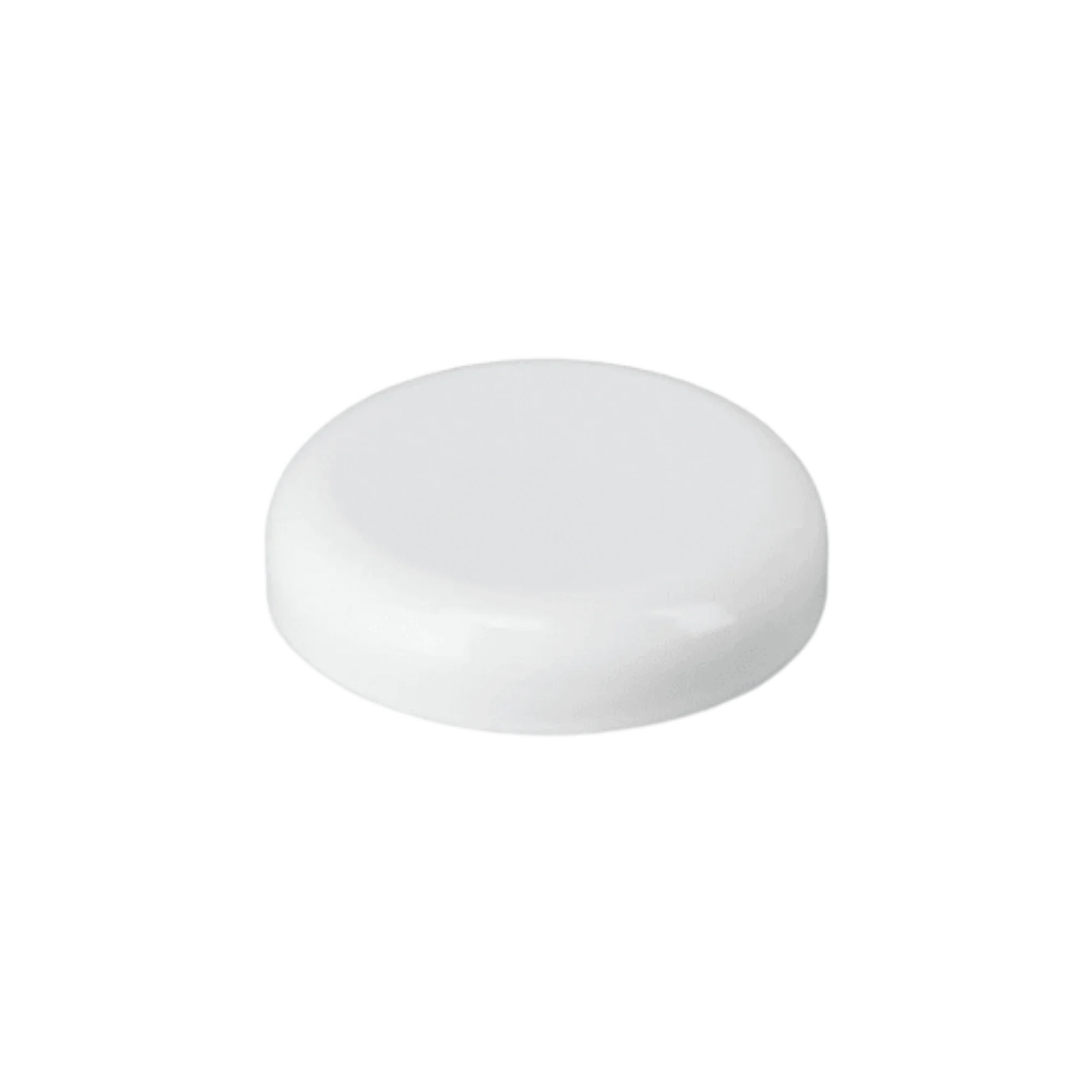 The image showcases the Mold-Rite Plastics PP Threaded Closure 70-0-400-0 (DD070). It is a circular, white plastic cap with a smooth, flat top and ribbed sides for easy gripping. The threading on the lower interior edge is visible, which allows it to securely fasten to compatible containers. The closure is designed for use in various packaging applications.