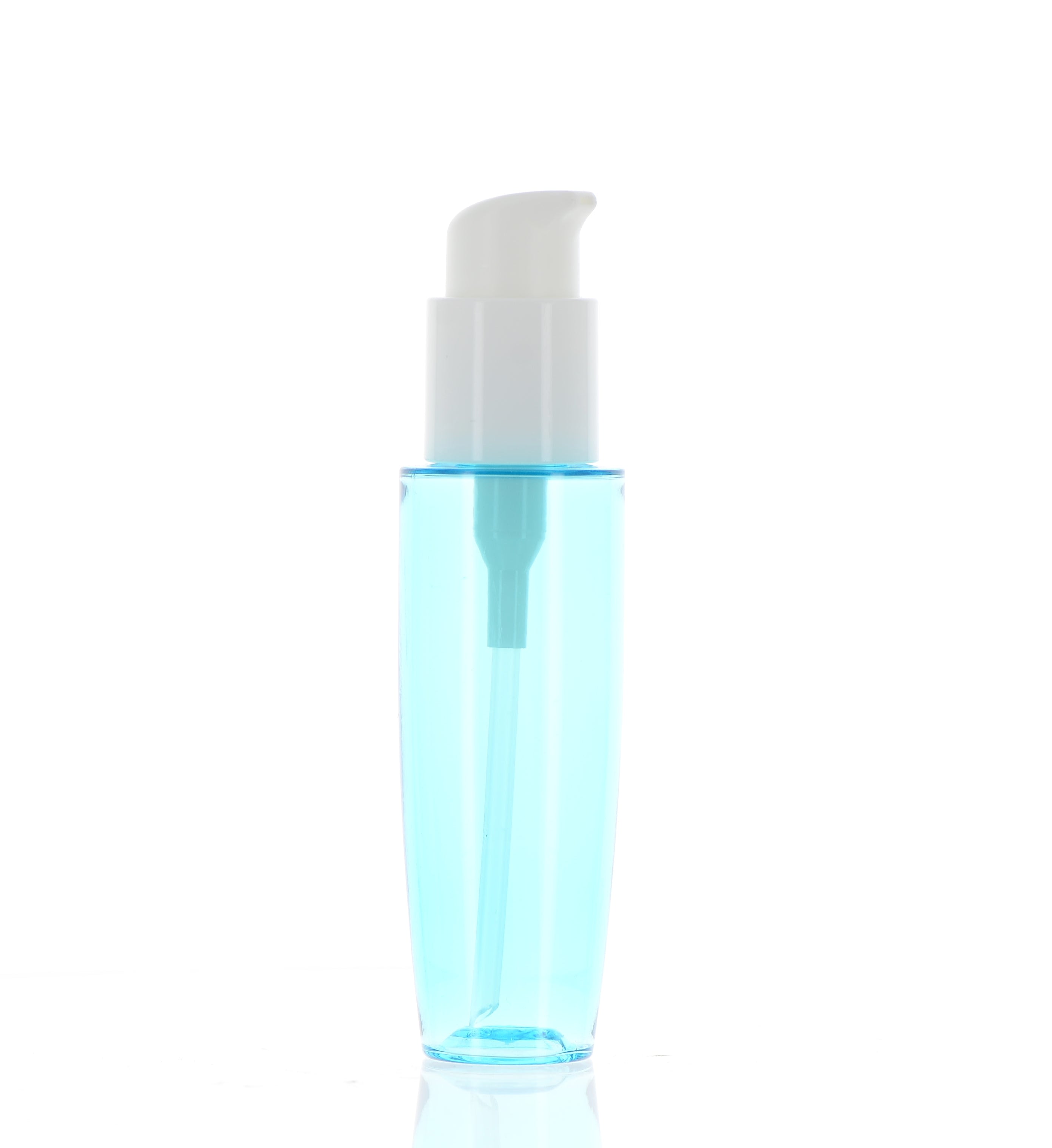The image shows a clear, cylindrical 2.0oz PET bottle from APG Packaging (APG-H-060B). The bottle is made of transparent plastic, allowing the contents to be visible. It has a smooth surface with no labels or markings and a standard screw-top neck designed for a cap or dispenser attachment. The bottle is empty and stands upright against a plain white background.