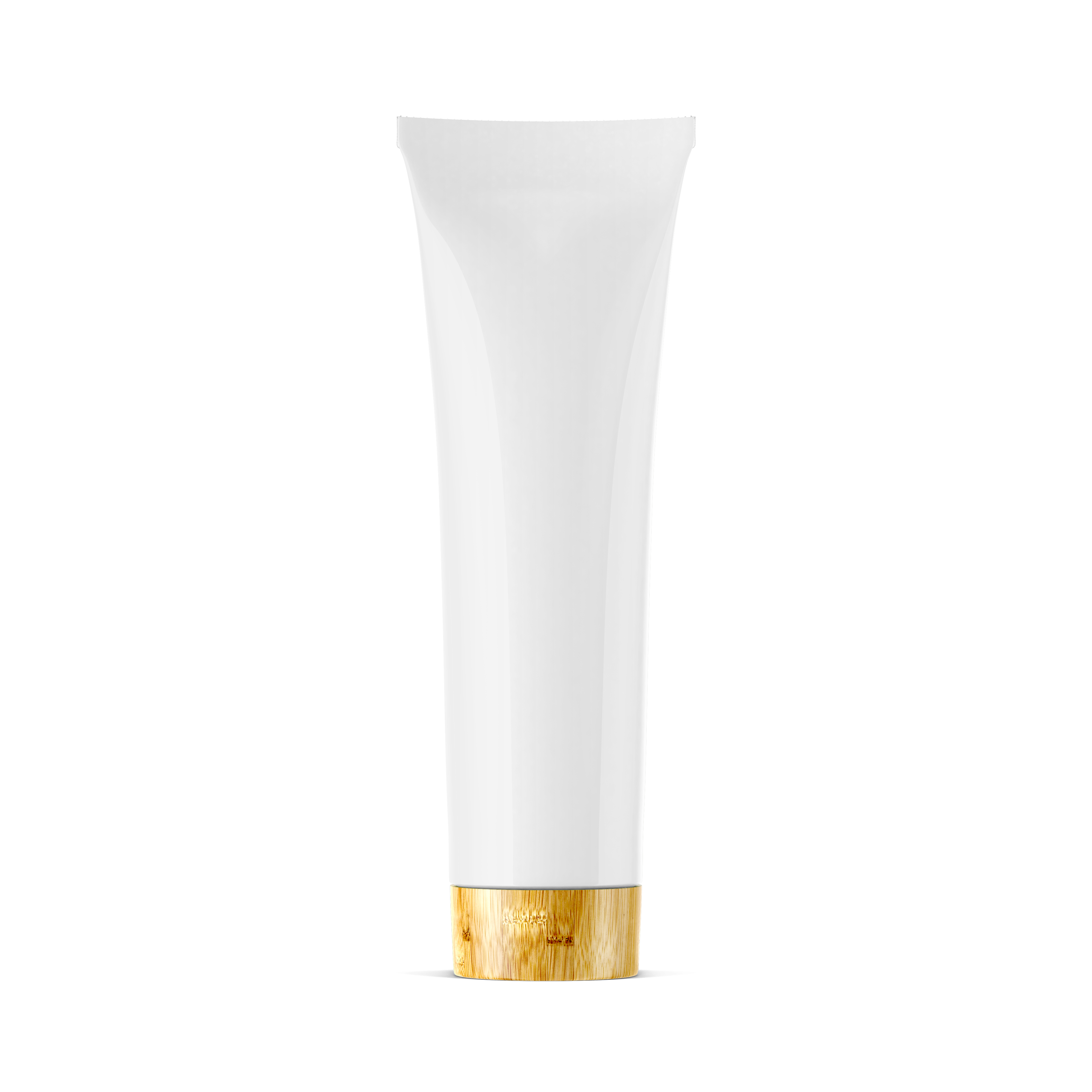 The image shows the APG Packaging 3.4oz Mixed Material Tube (APG-35-100-WB). The tube is primarily white with a smooth, glossy finish. It has a cylindrical shape with a flat, silver-colored cap that screws on. The overall design is sleek and minimalistic.