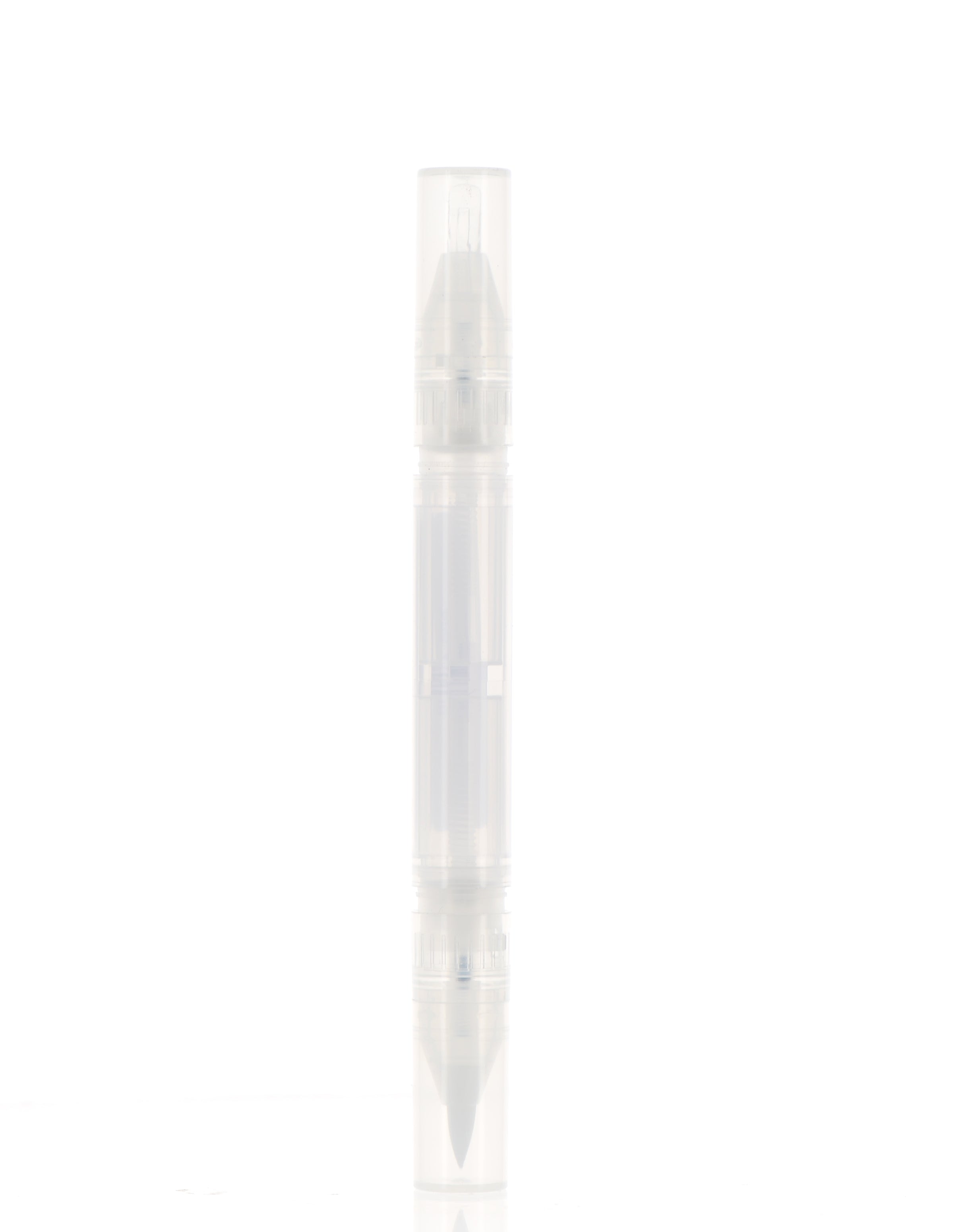 The image shows the APG Packaging 0.2oz Mixed Material Lip Gloss Tube. The product features a clear cylindrical tube that allows the contents to be visible, paired with a gold-colored cap. The cap appears to be made of metal, adding a touch of elegance to the design. The tube is compact and portable, ideal for holding a small amount of lip gloss.