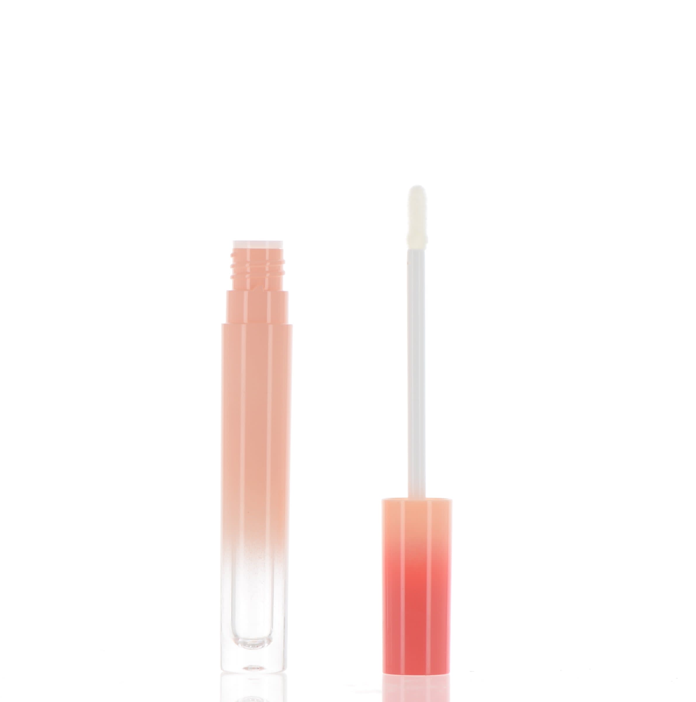 The image shows the APG Packaging 0.3oz Mixed Material Lip Gloss Tube (APG-LG2692). The tube features a sleek design with a transparent body that displays the lip gloss inside. It has a glossy silver cap, adding a touch of elegance to the overall appearance. The cap is cylindrical and fits securely onto the tube. The product is photographed against a plain white background to highlight its details clearly.